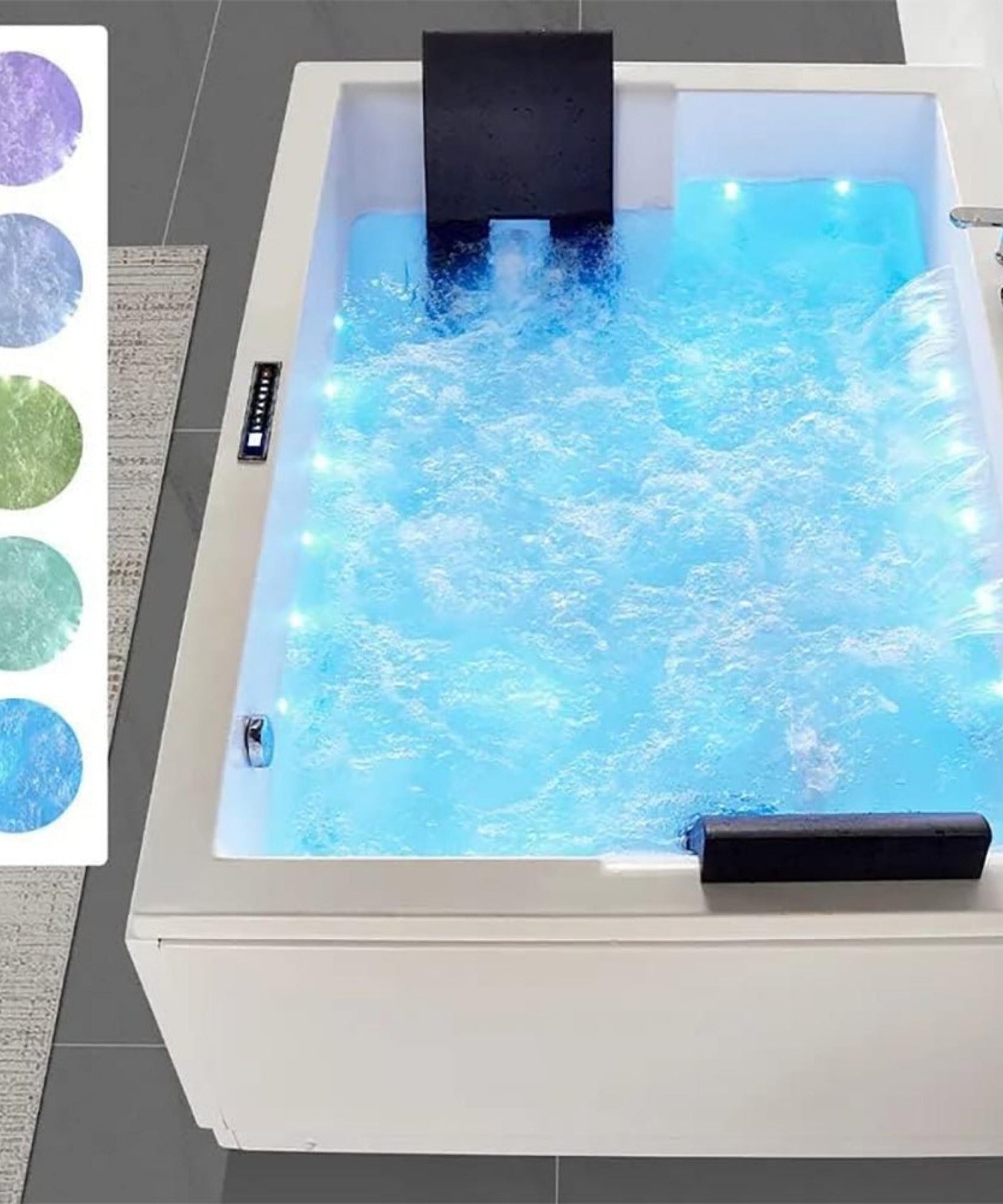 Nuvia Luxara 71-Inch Premium Modern Acrylic Soaking Bathtub With Bubble Jets And LED Lighting (SAK26415)
