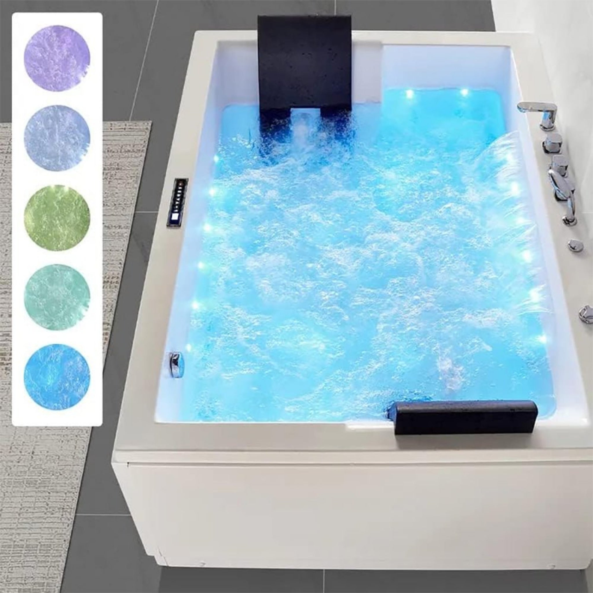 Nuvia Luxara 71-Inch Premium Modern Acrylic Soaking Bathtub With Bubble Jets And LED Lighting (SAK26415)