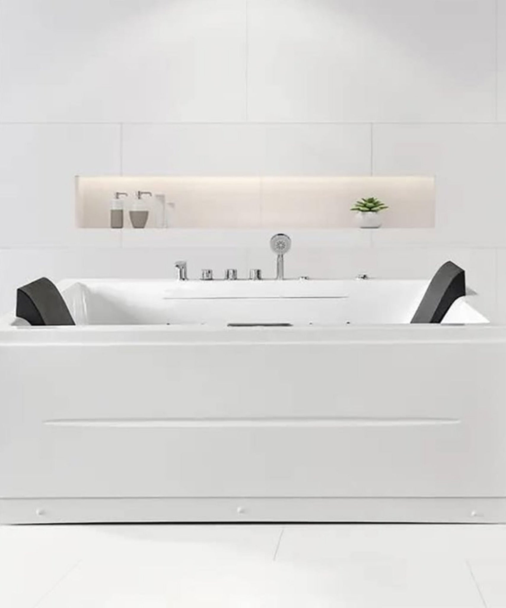 Nuvia Luxara 71-Inch Premium Modern Acrylic Soaking Bathtub With Bubble Jets And LED Lighting (SAK26415)