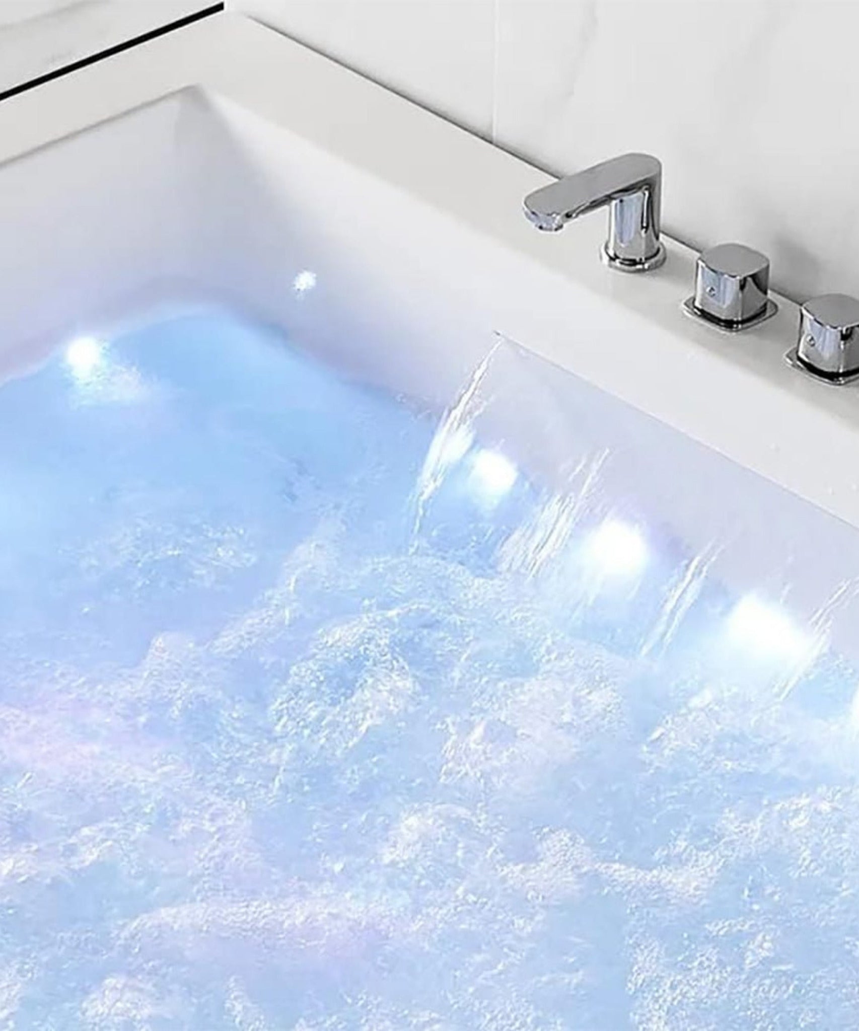 Nuvia Luxara 71-Inch Premium Modern Acrylic Soaking Bathtub With Bubble Jets And LED Lighting (SAK26415)