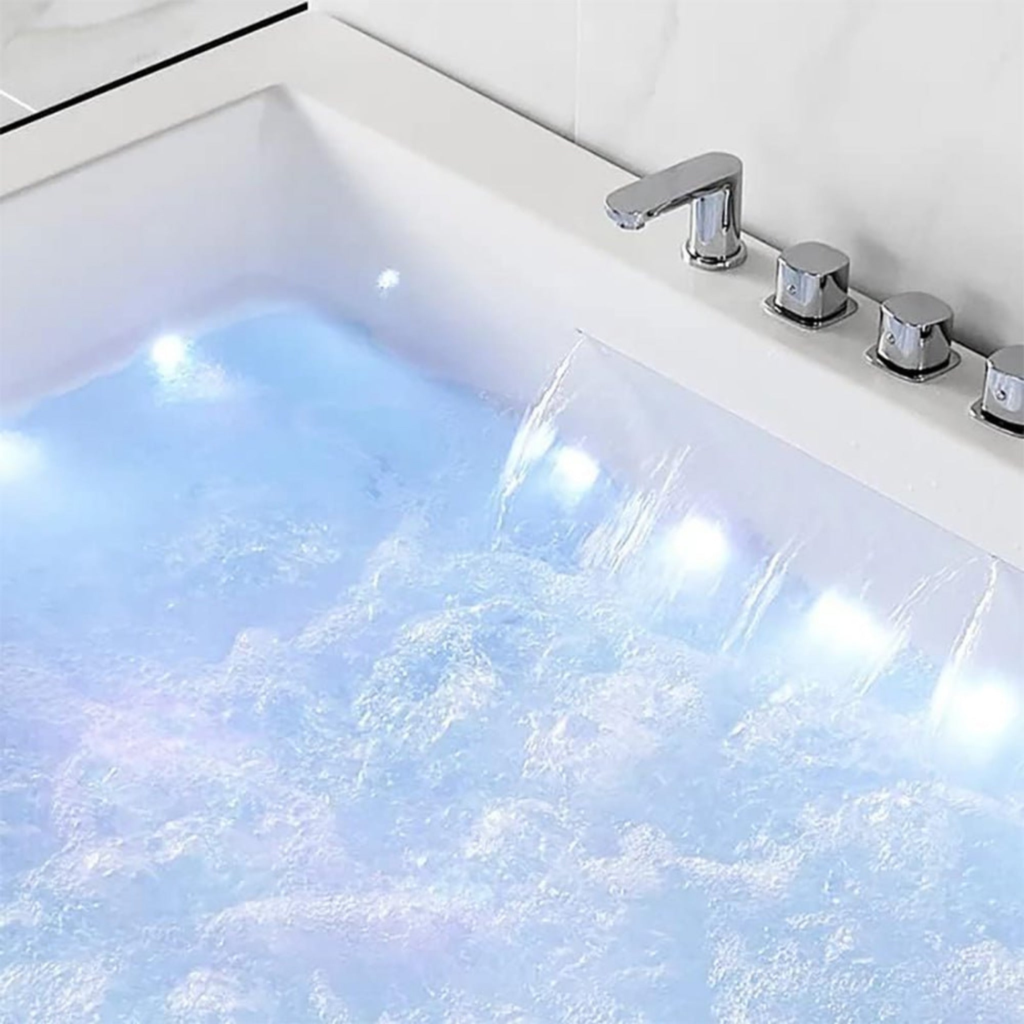 Nuvia Luxara 71-Inch Premium Modern Acrylic Soaking Bathtub With Bubble Jets And LED Lighting (SAK26415)