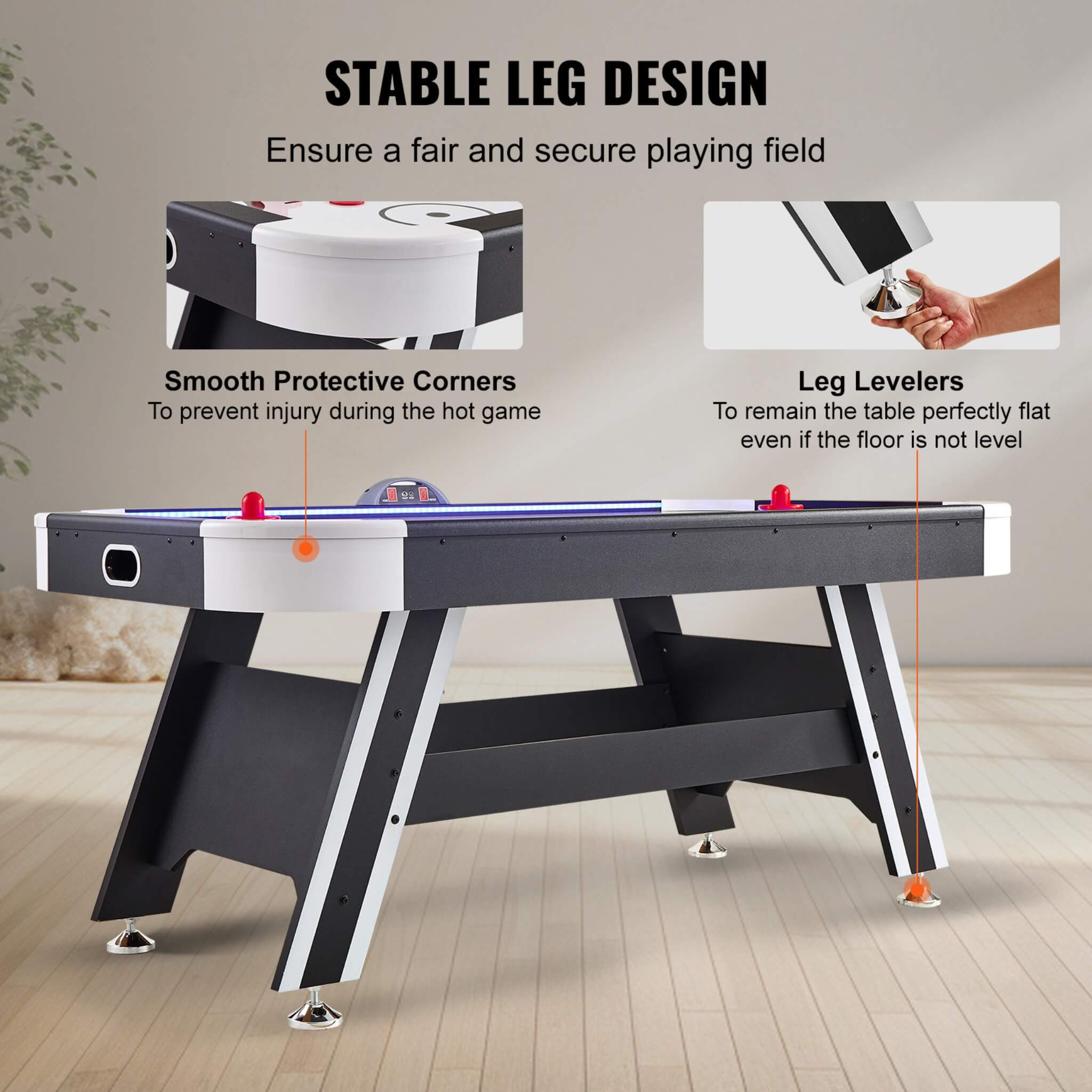 Premium 72-Inch Air Hockey Table With LED Electronic Scorer (SAK82049)