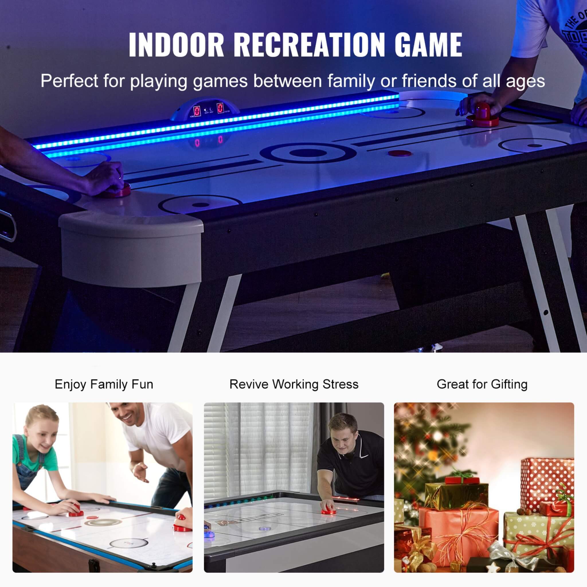 Premium 72-Inch Air Hockey Table With LED Electronic Scorer (SAK82049)