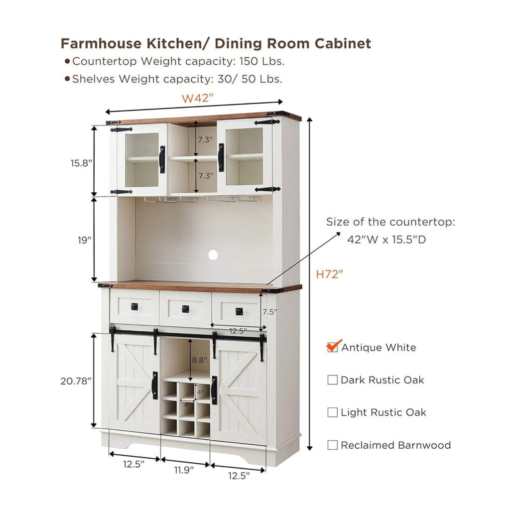 Nuvia Premium 72-Inch Home Bar Wine Cabinet W/ Sliding Barn Door (SAK12947)