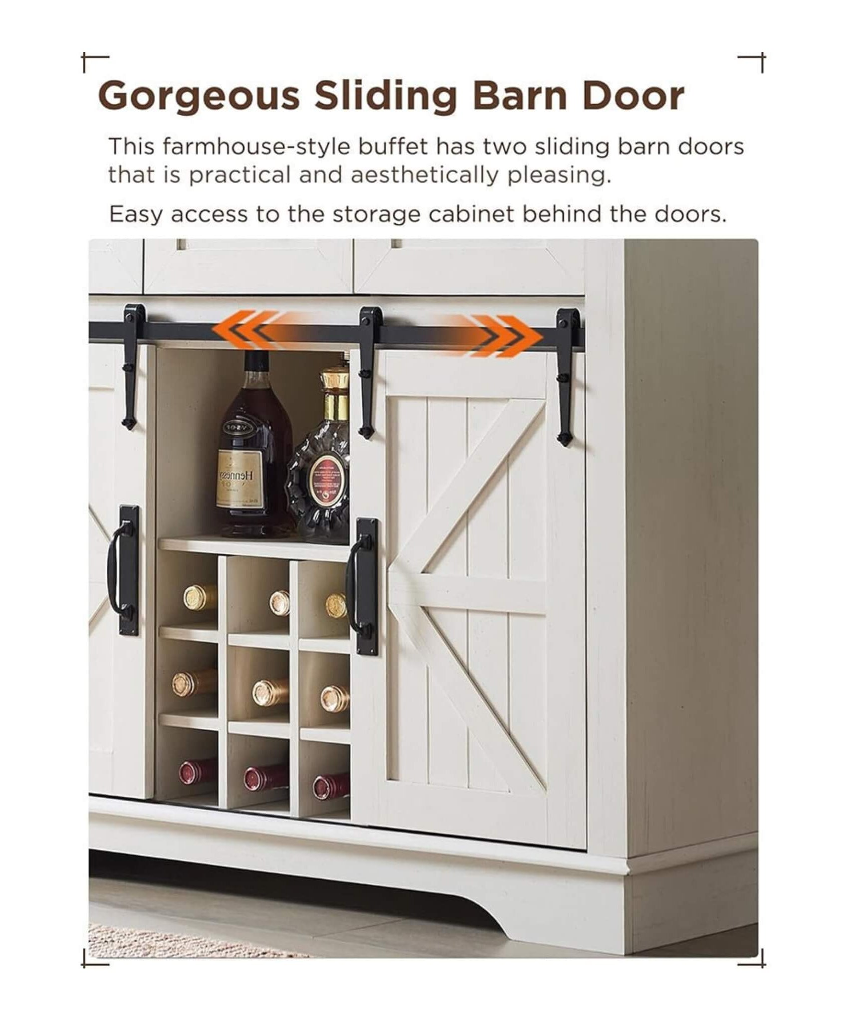 Nuvia Premium 72-Inch Home Bar Wine Cabinet W/ Sliding Barn Door (SAK12947)