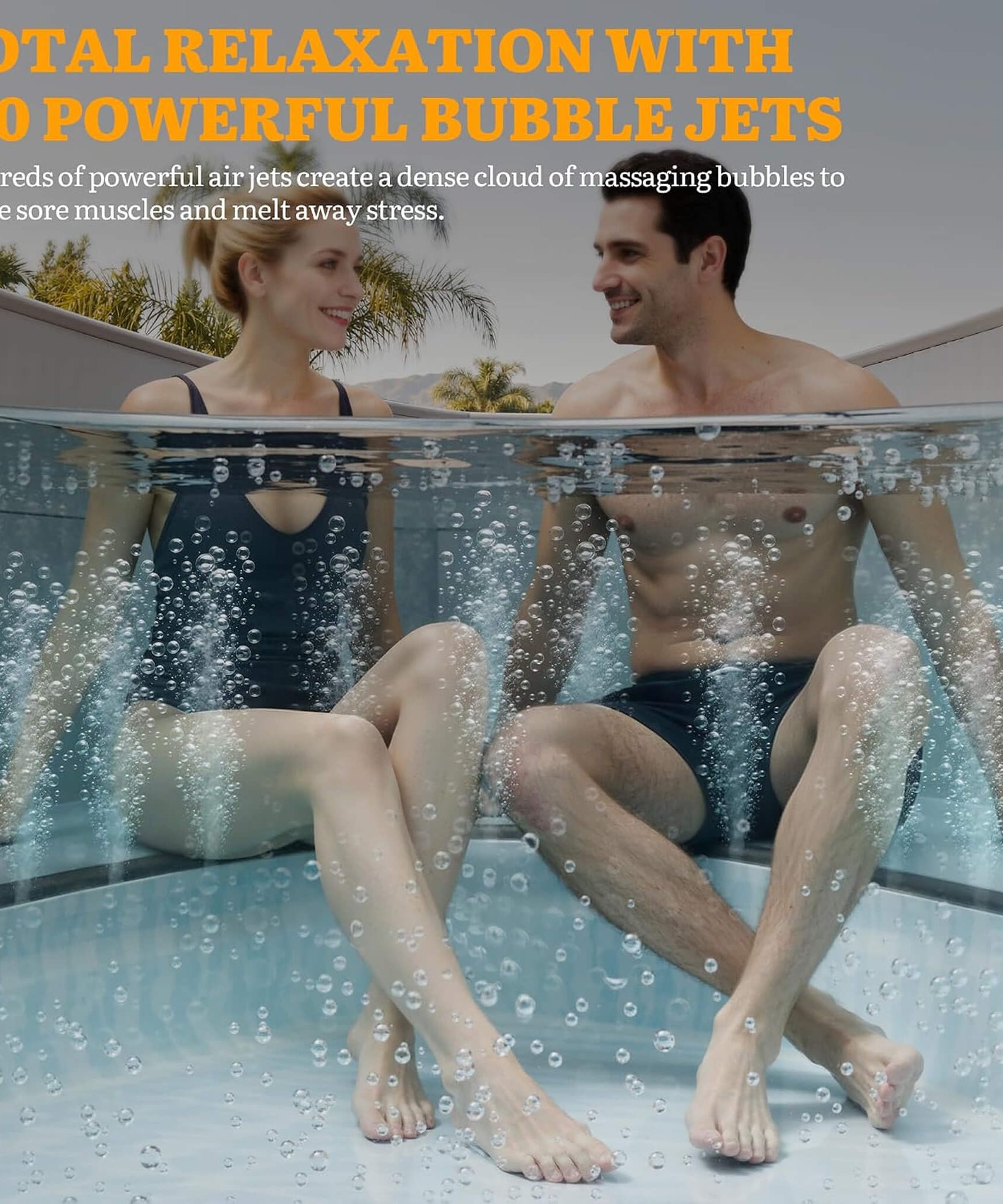 Premium 85-Inch Inflatable 8-Person Drop-Stitch Hot Tub W/ 220 Massage Jets (SAK78596)