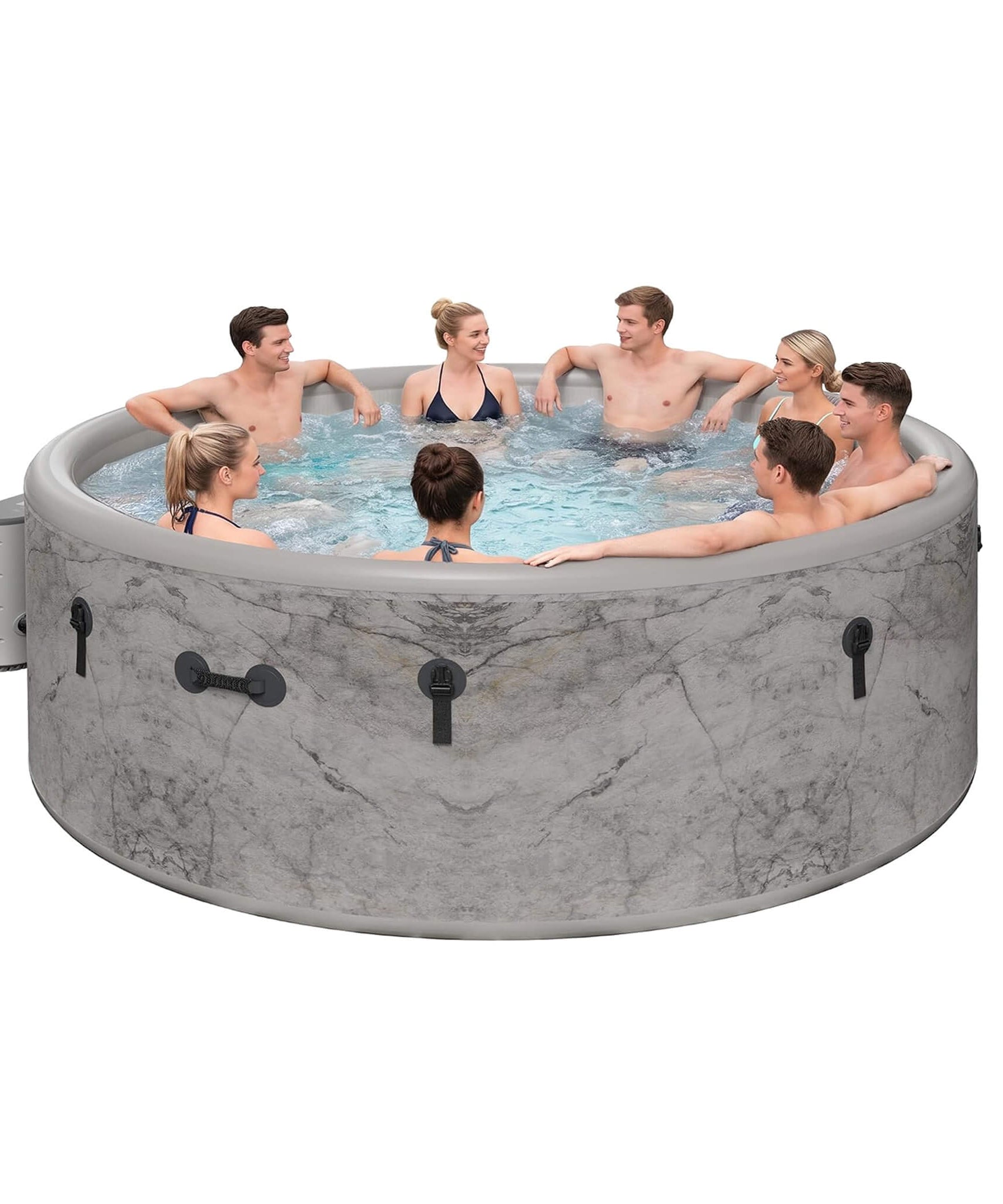 Premium 85-Inch Inflatable 8-Person Drop-Stitch Hot Tub W/ 220 Massage Jets (SAK78596)