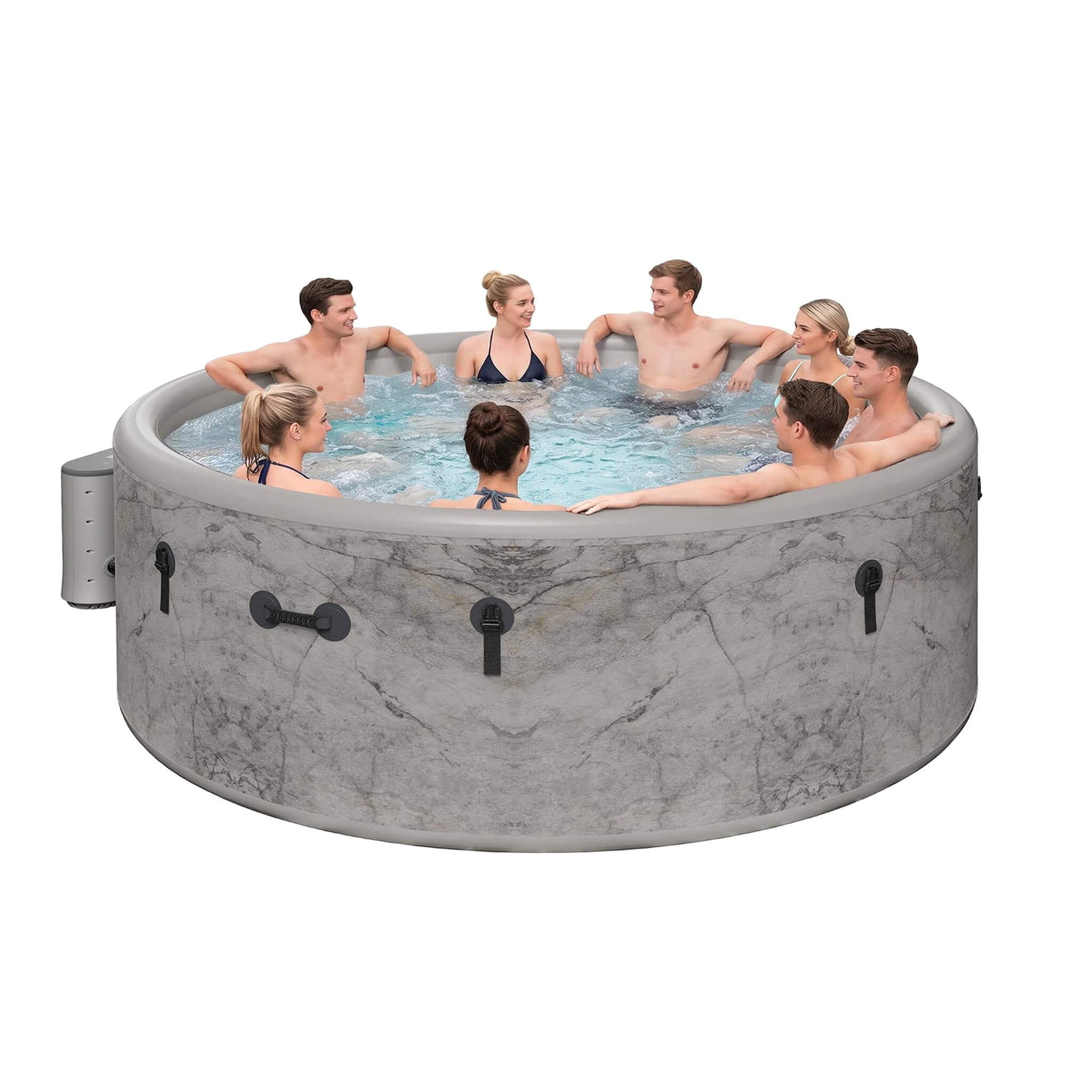 Premium 85-Inch Inflatable 8-Person Drop-Stitch Hot Tub W/ 220 Massage Jets (SAK78596)