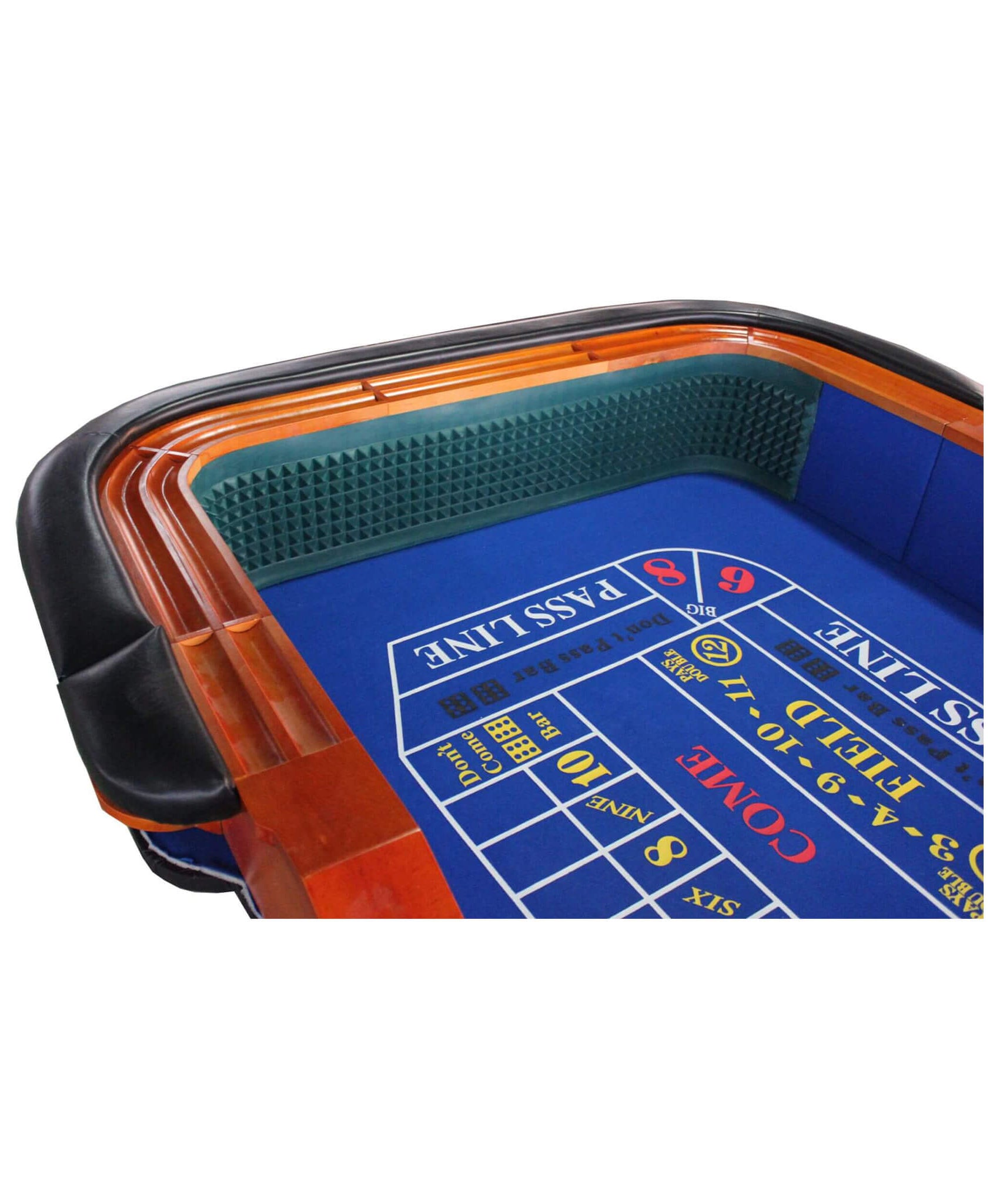 Premium 8FT Deluxe Casino Craps Table With Blue Felt And Pyramid Bumper (SAK91403)
