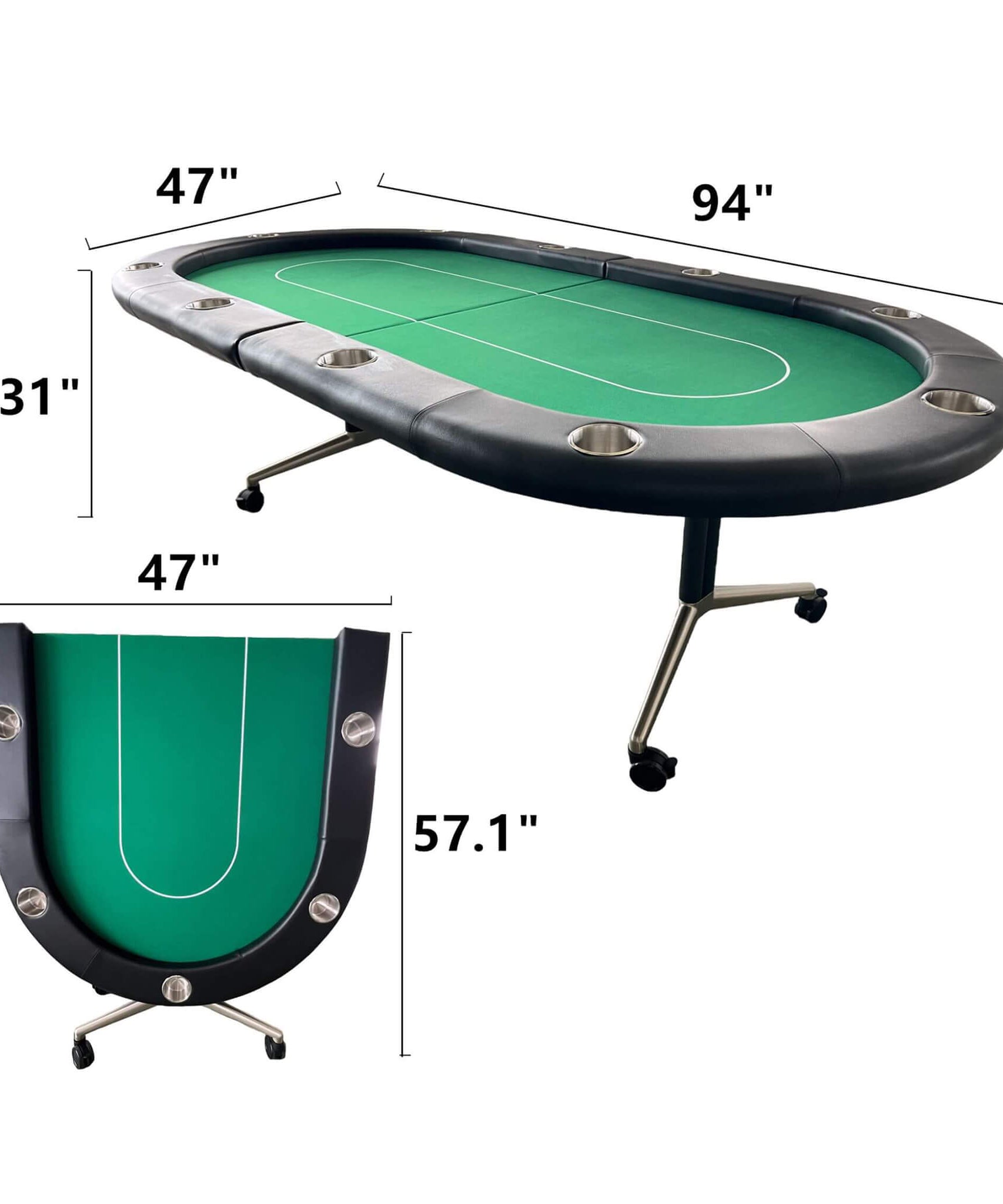 Premium 94-Inch Foldable 10-Player Poker Table With Wheels (SAK43087)