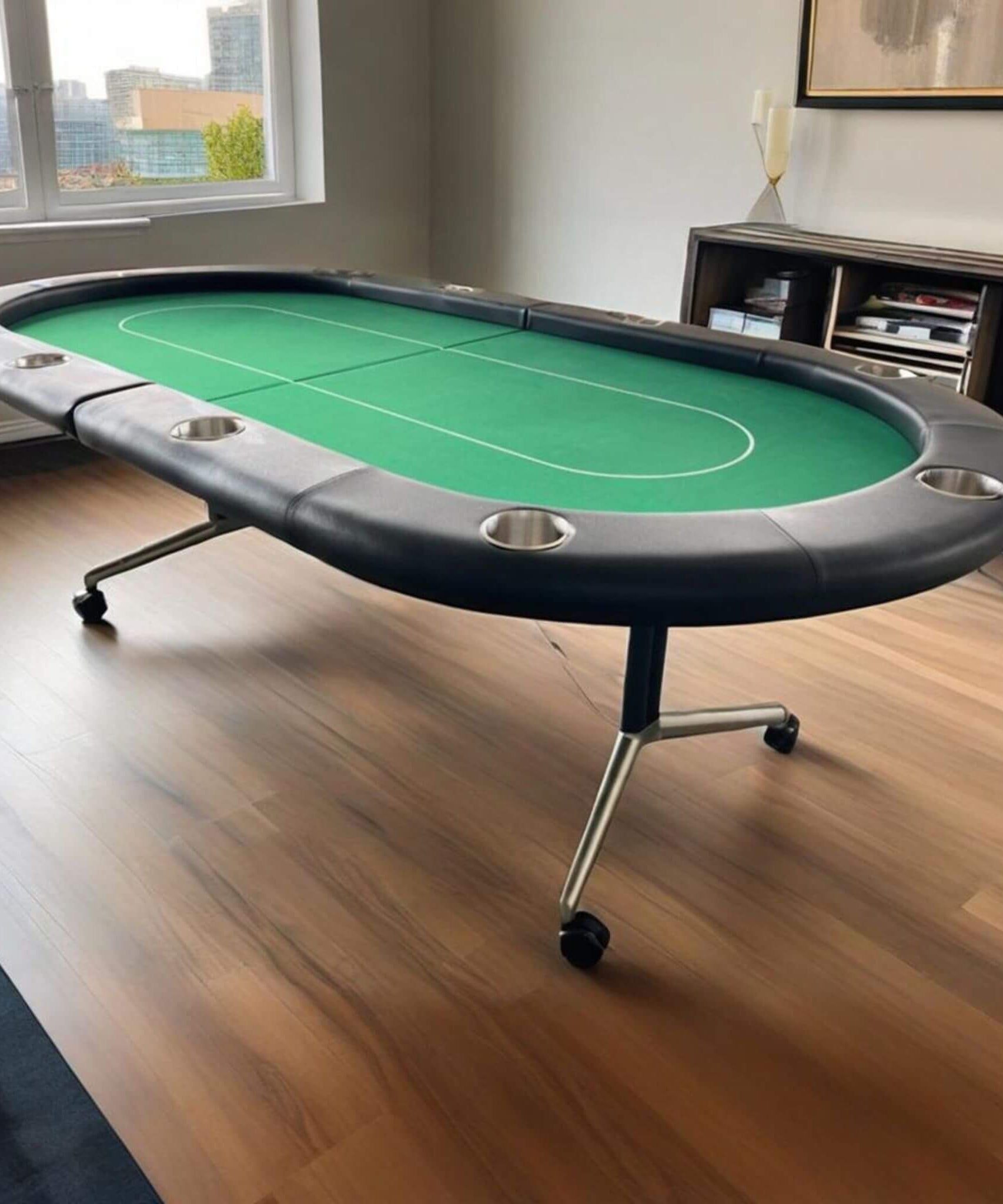 Premium 94-Inch Foldable 10-Player Poker Table With Wheels (SAK43087)