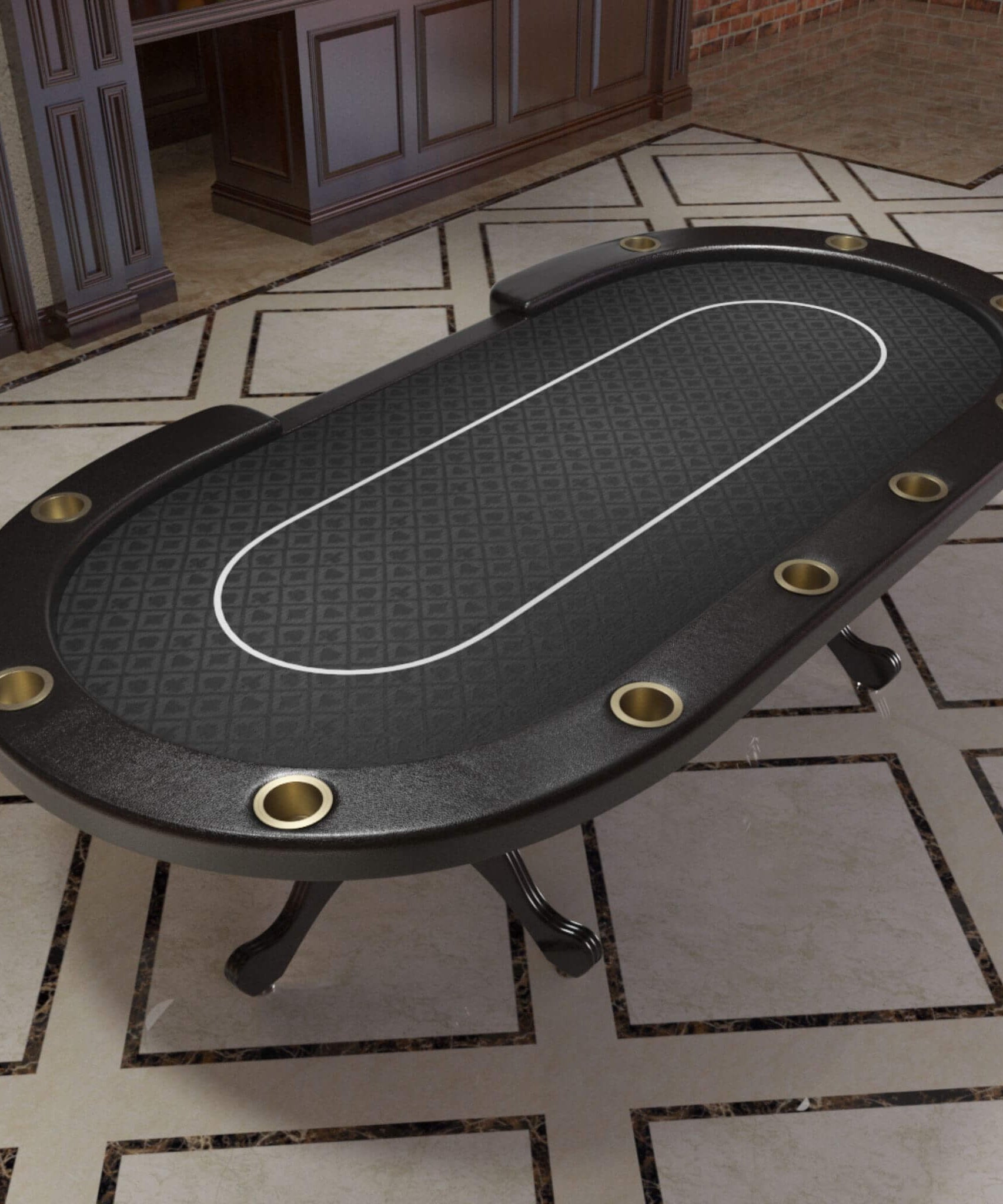 Premium 96-Inch 10-Player Oval Poker Table With Cup Holders (SAK51874)