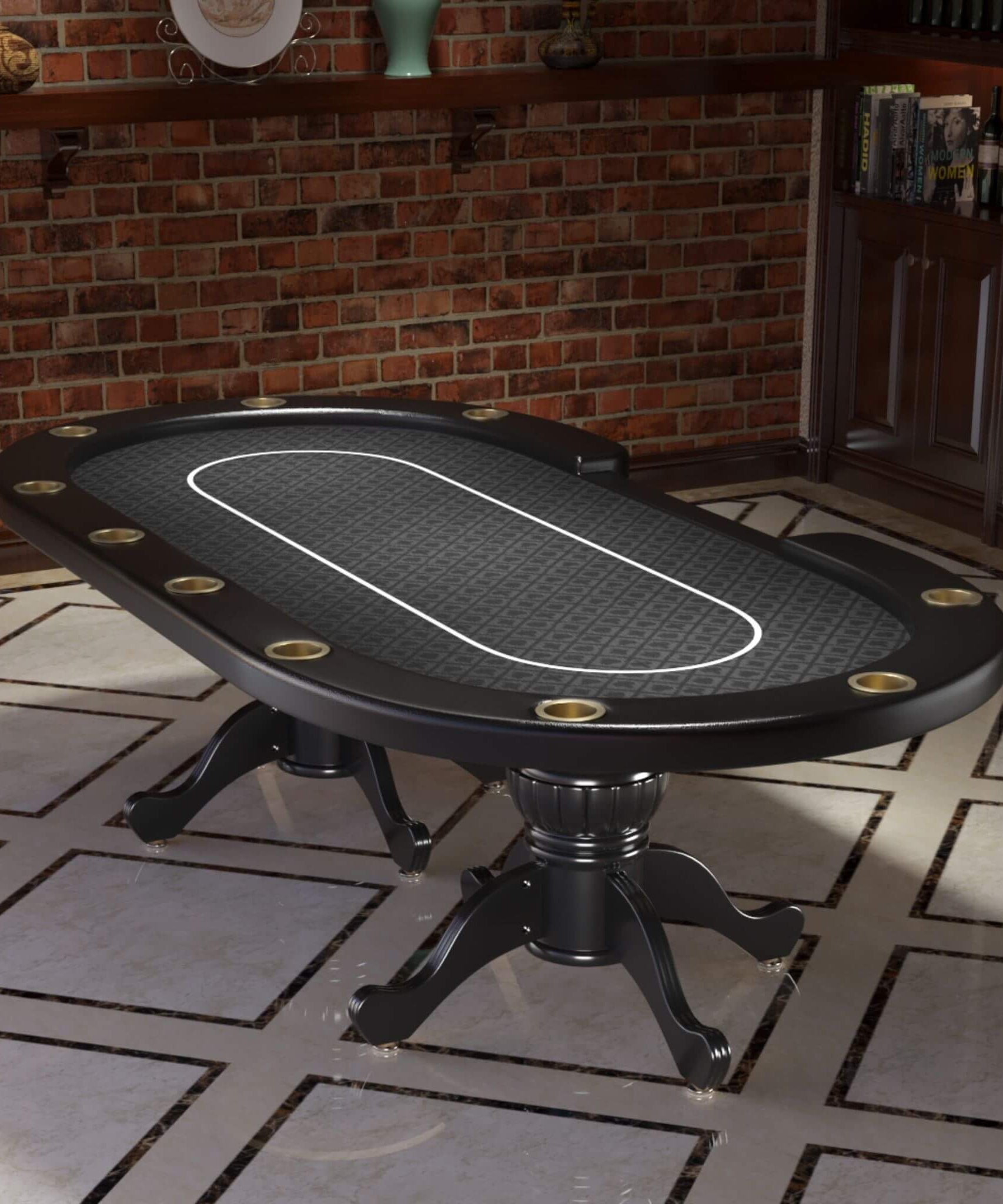 Premium 96-Inch 10-Player Oval Poker Table With Cup Holders (SAK51874)