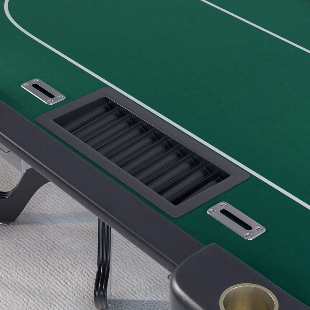 Premium 96-Inch Aura Oval Poker Table With Cup Holders, Chips Tray And Drop Box (SAK31045)