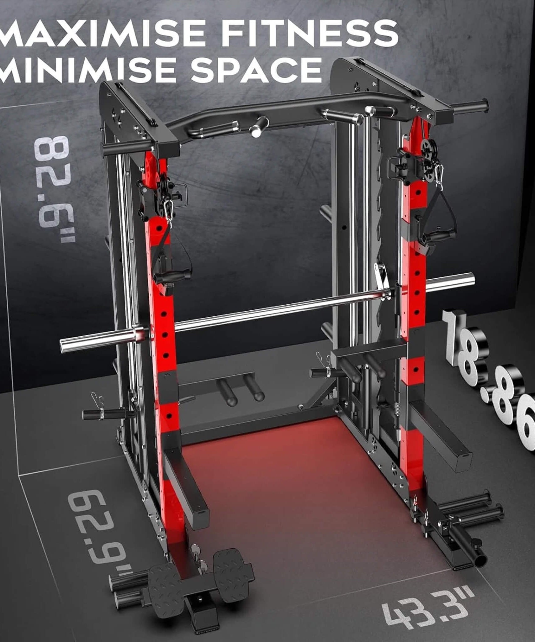 Rovix Premium 2000LBS All-In-One Squat Rack Power Cage With Smith Machine (SAK59213)