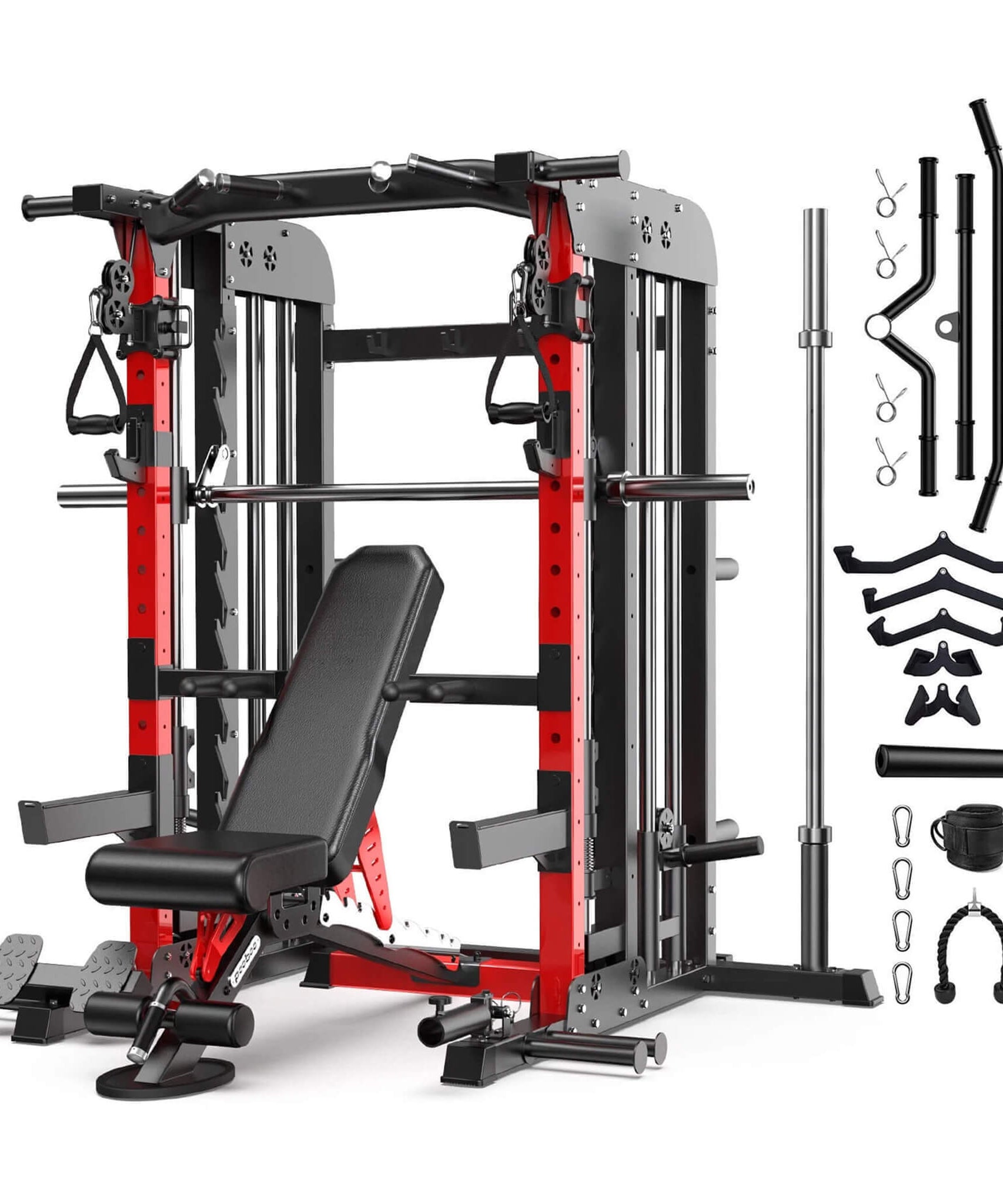 Rovix Premium 2000LBS All-In-One Squat Rack Power Cage With Smith Machine (SAK59213)