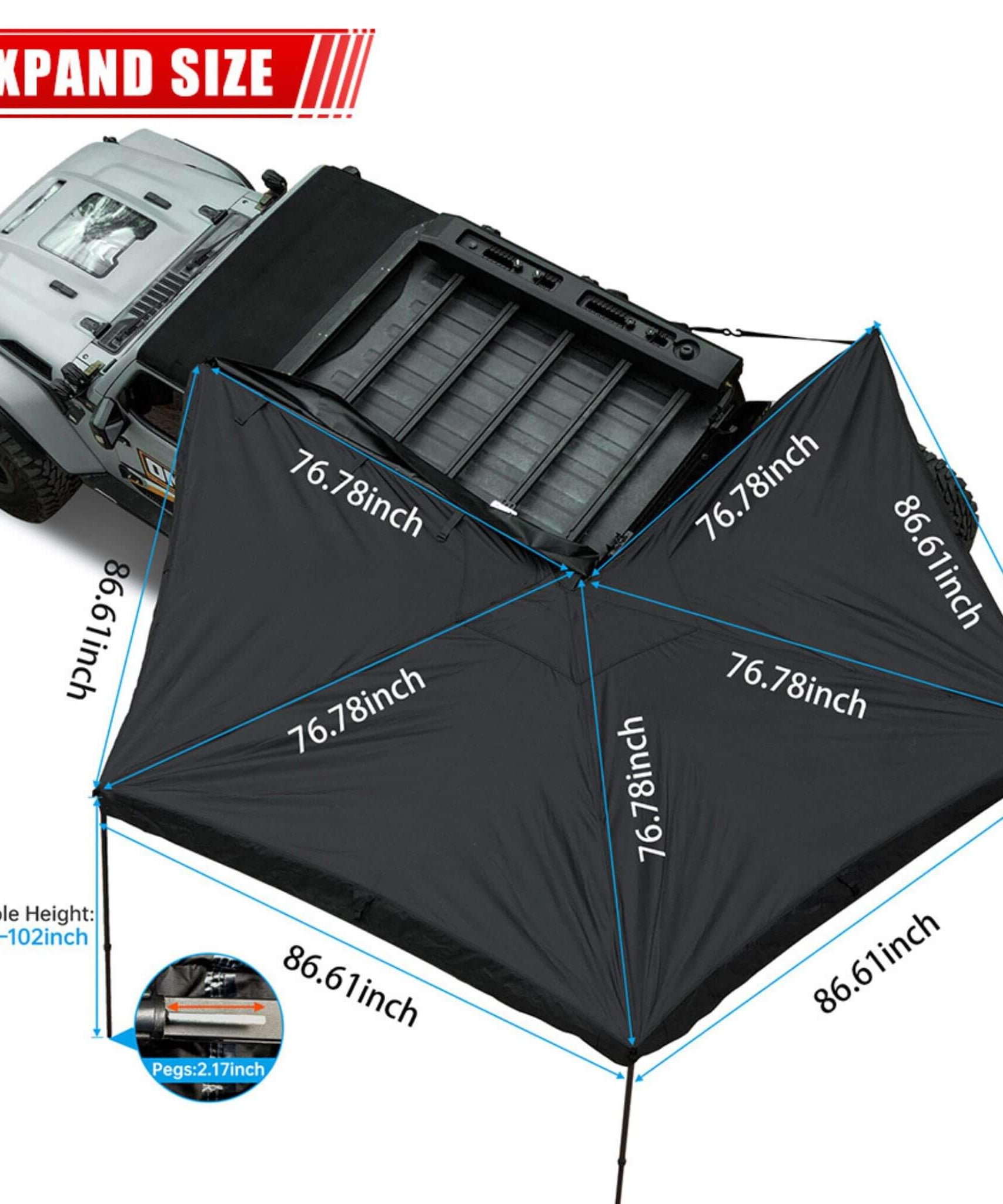 Trailora Horizon Premium All-Weather Top Only Multi-Functional 270 Degree Outdoor Awning House Tent (SAK24839)