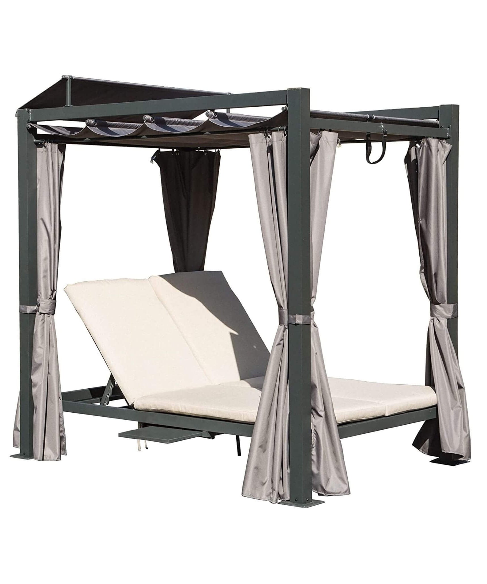 Alora Premium Aluminum Outdoor Patio Daybed With Retractable Canopy And Double Chaise Lounge (SAK17682)