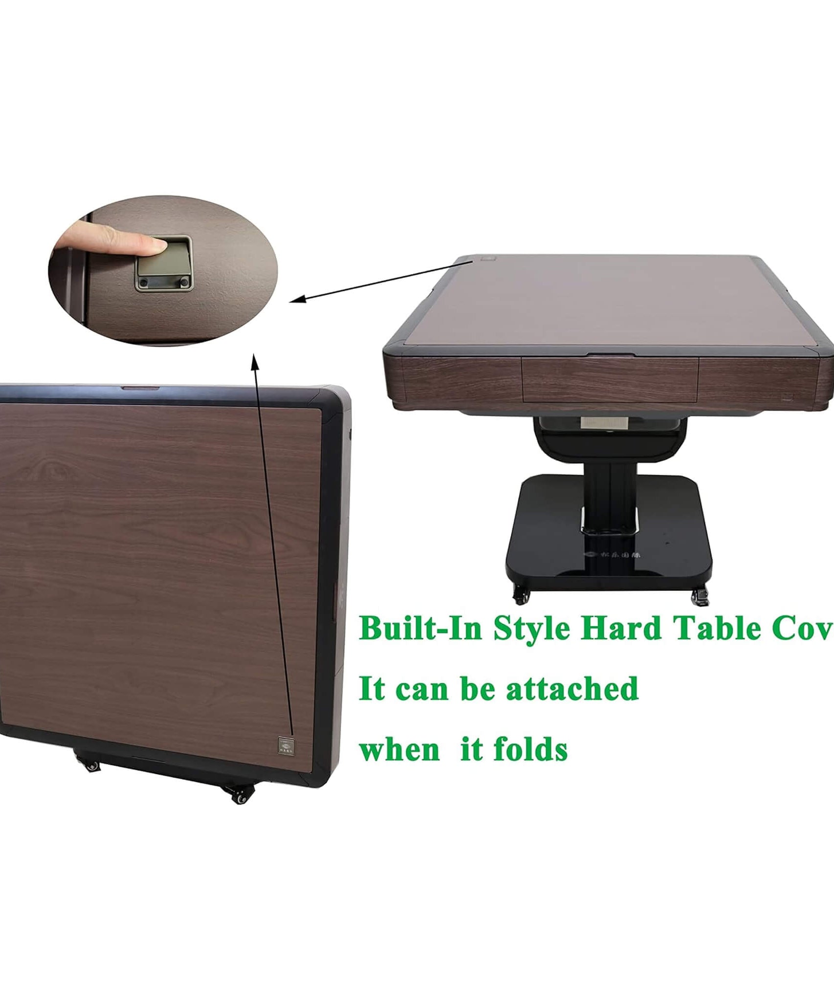 Premium Automatic Folding Mahjong Table With Walnut Finish, Two Set Of 166 40MM Numbered Tiles, And Hard Table Cover (SAK41893)