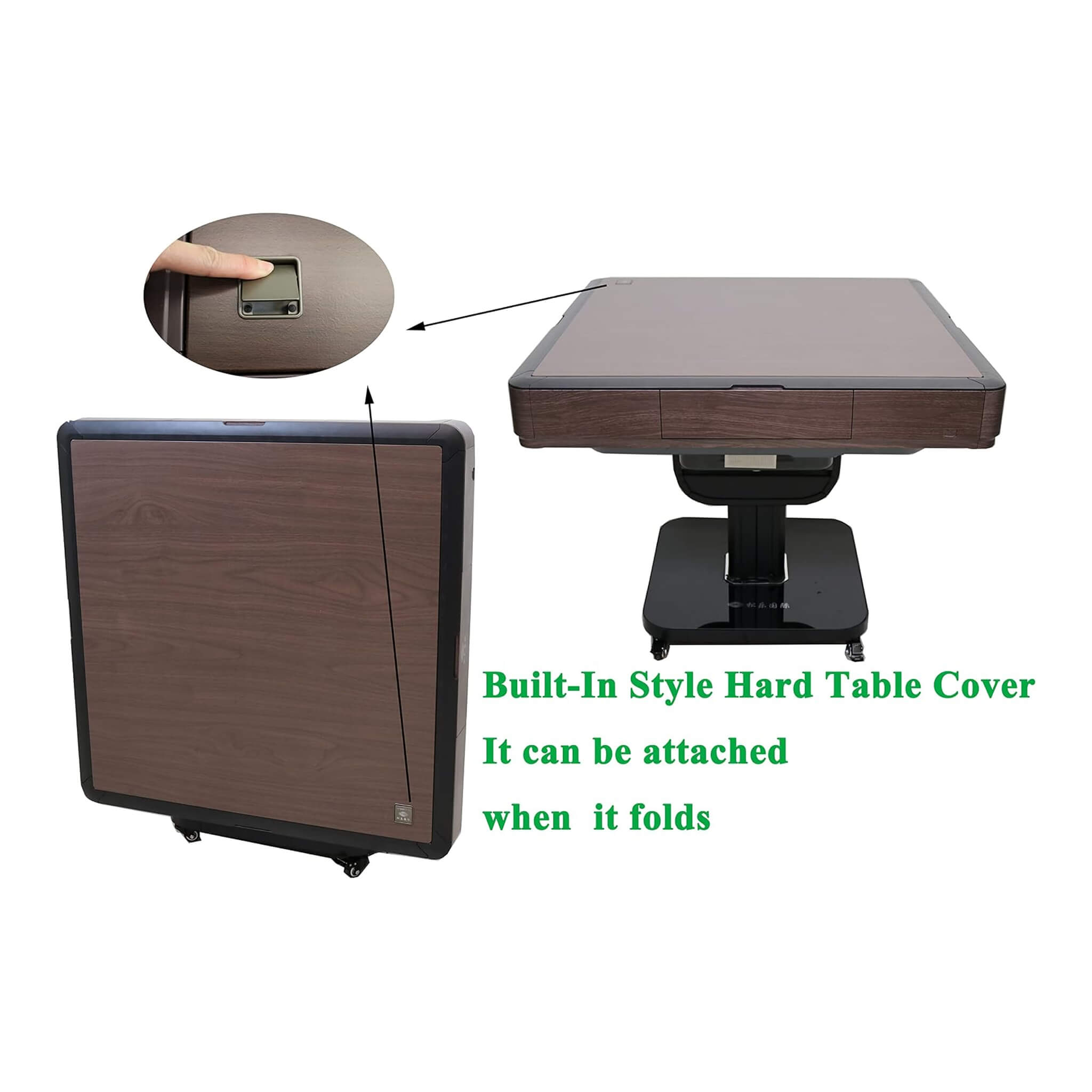 Premium Automatic Folding Mahjong Table With Walnut Finish, Two Set Of 166 40MM Numbered Tiles, And Hard Table Cover (SAK41893)