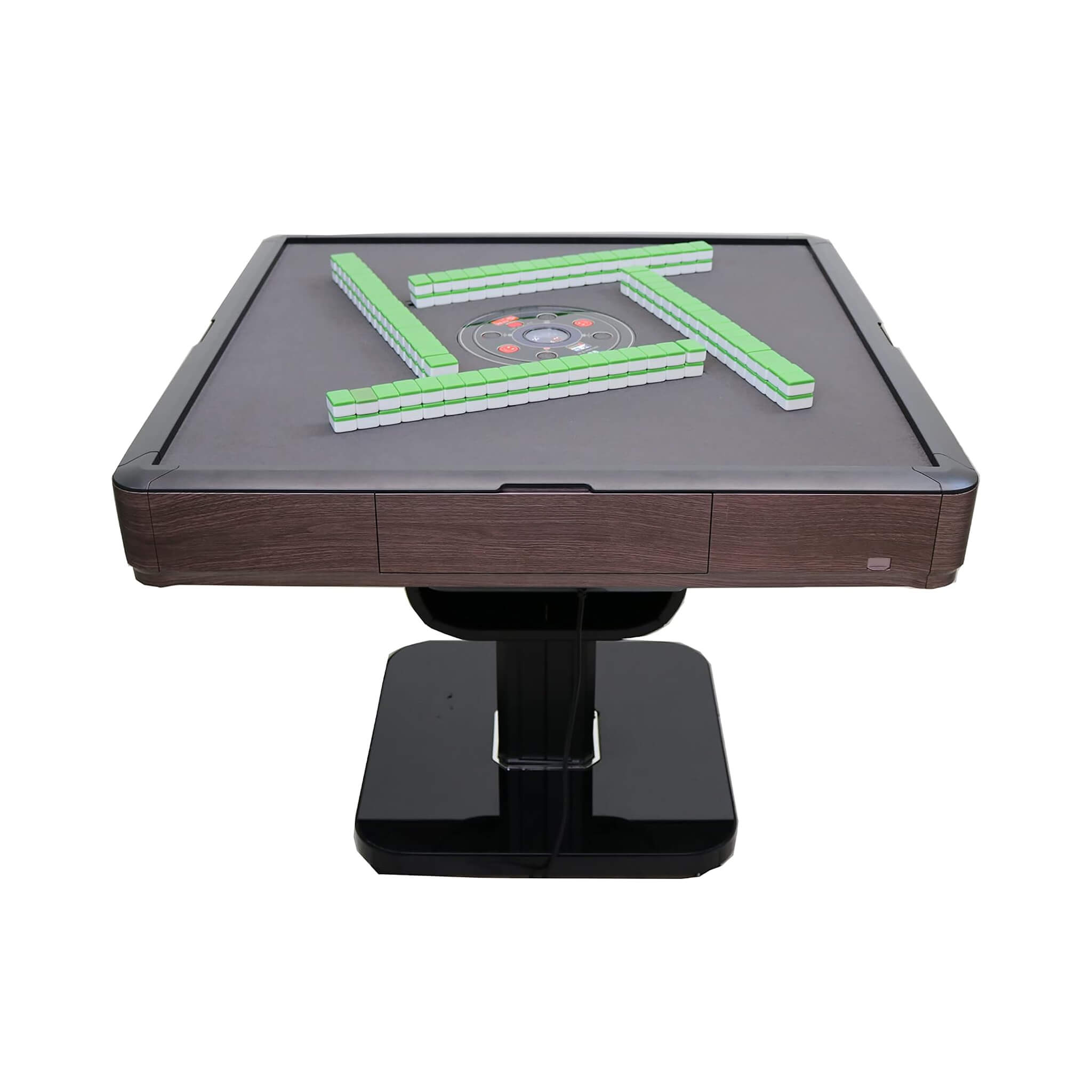 Premium Automatic Folding Mahjong Table With Walnut Finish, Two Set Of 166 40MM Numbered Tiles, And Hard Table Cover (SAK41893)