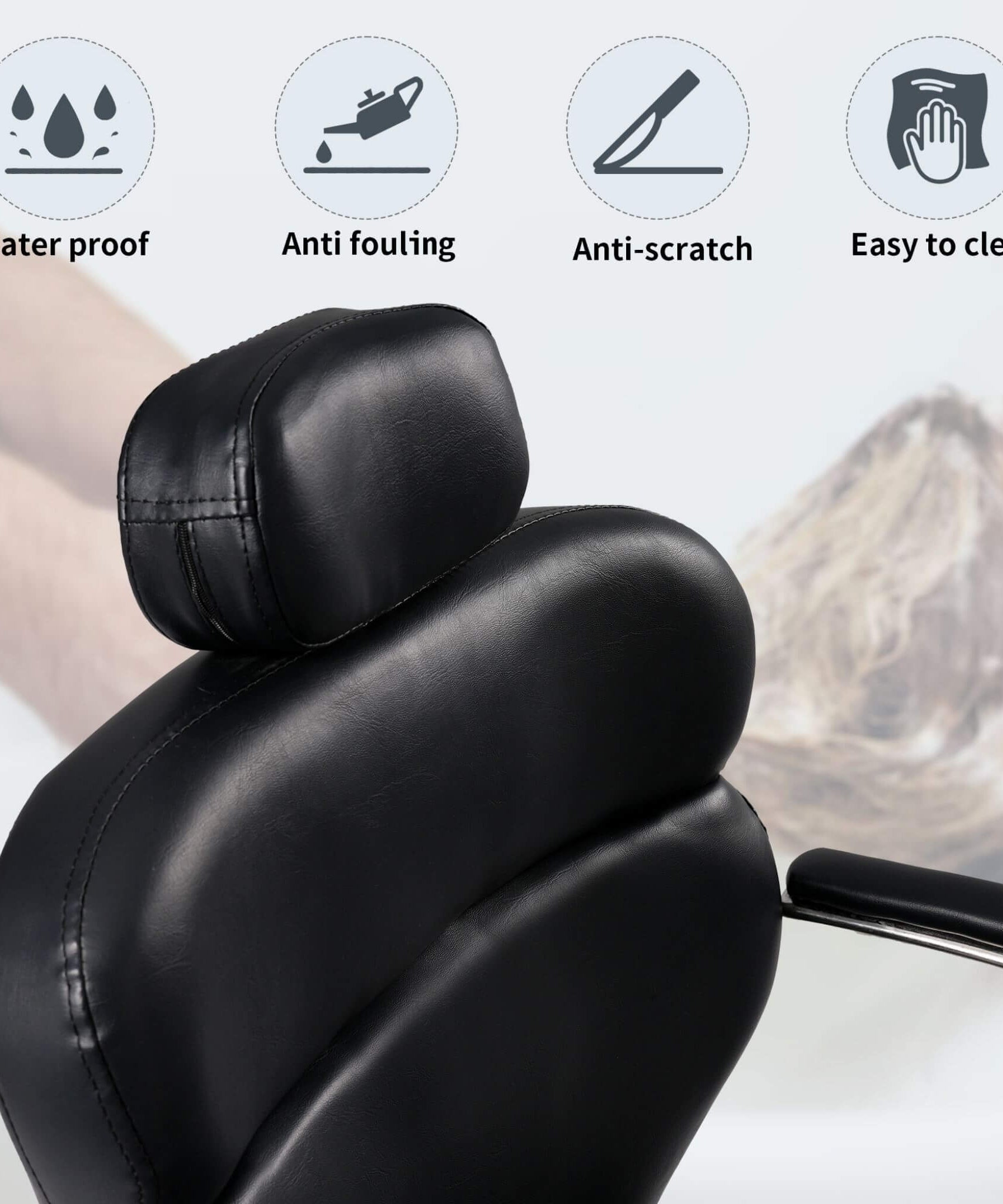 Premium Black PU Leather Reclining Barber Chair With Hydraulic Pump (SAK53892)
