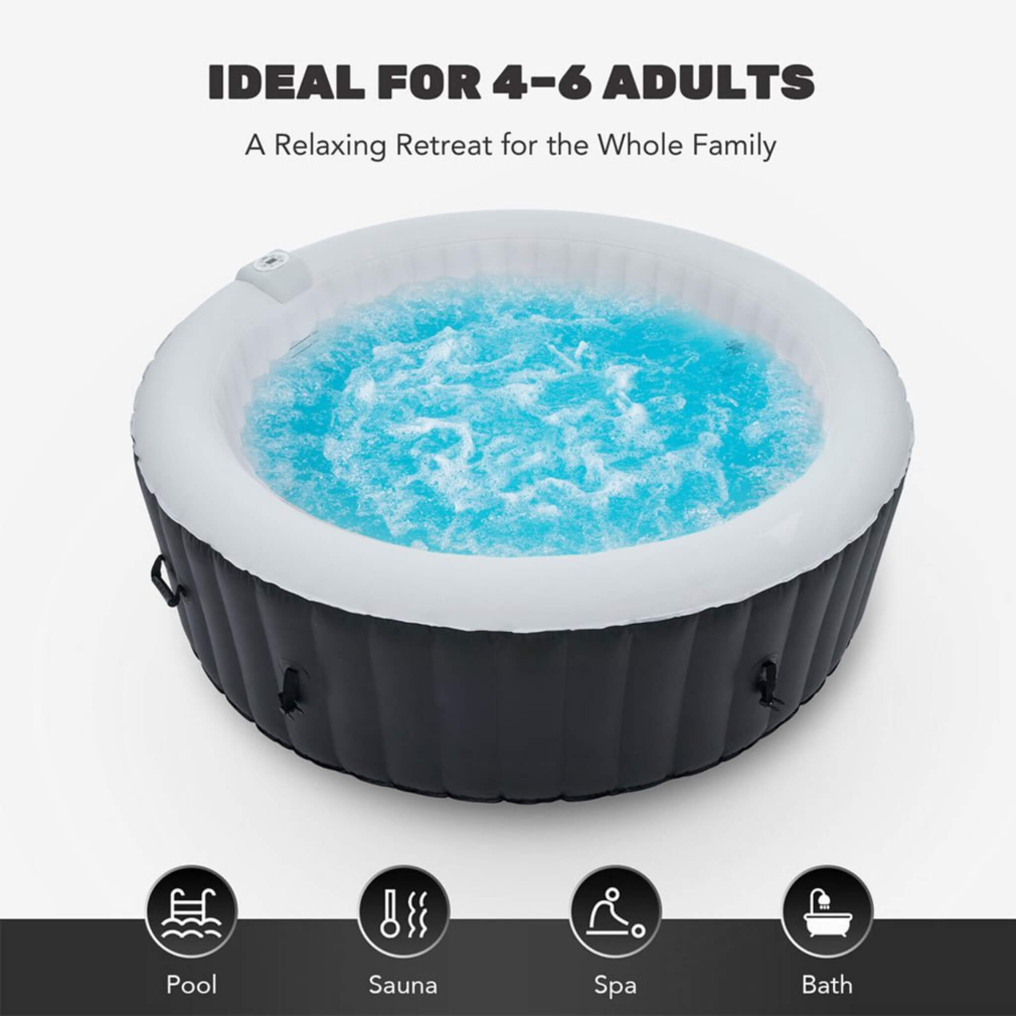 Premium 7FT Blow Up 6-Person Sauna Pool Hot Tub With 130 Jets (SAK63510)