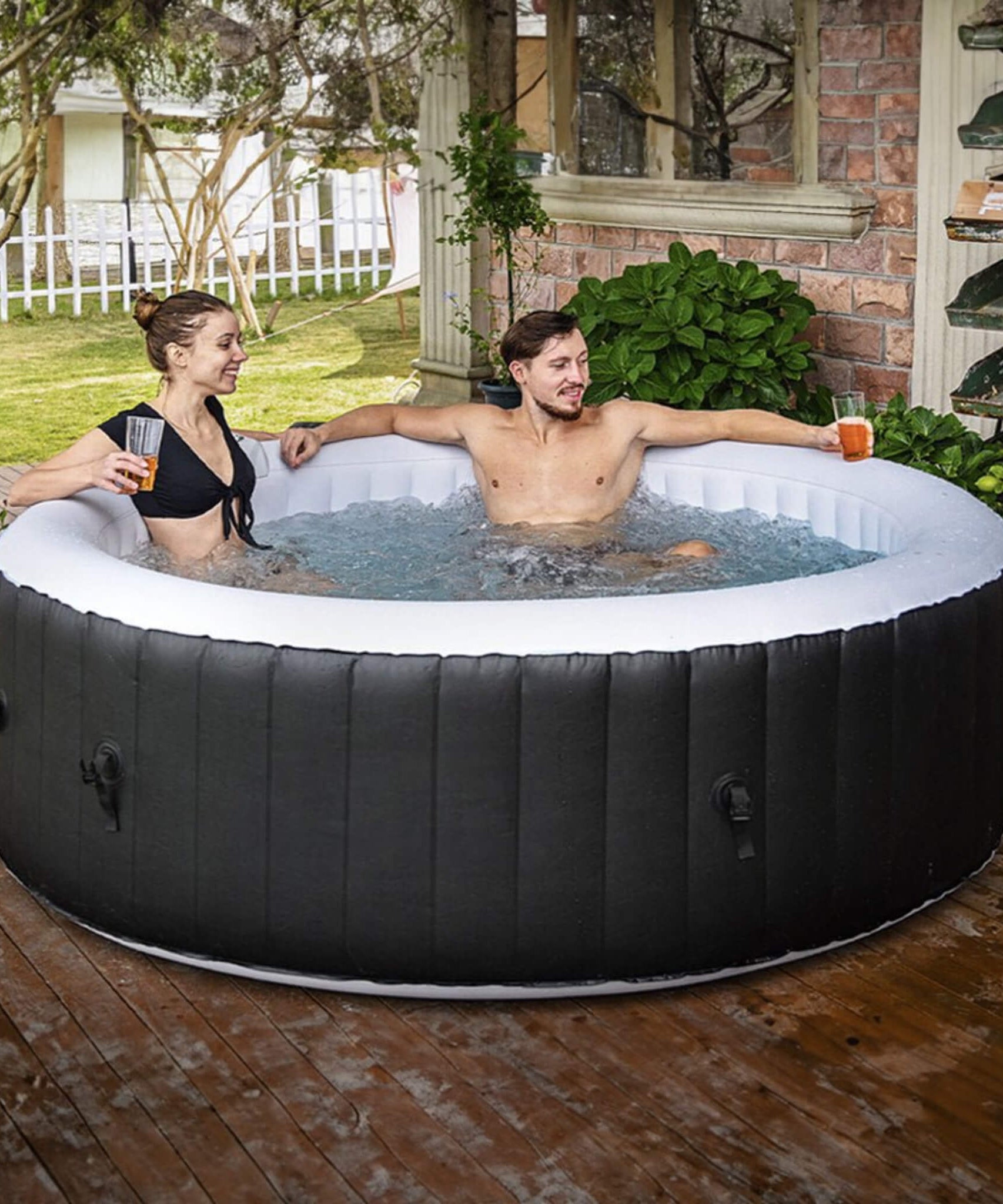 Premium 7FT Blow Up 6-Person Sauna Pool Hot Tub With 130 Jets (SAK63510)