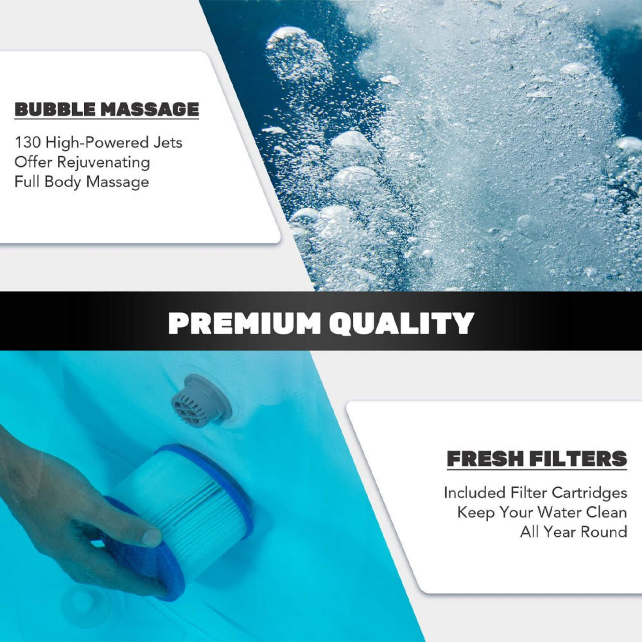 Premium 7FT Blow Up 6-Person Sauna Pool Hot Tub With 130 Jets (SAK63510)