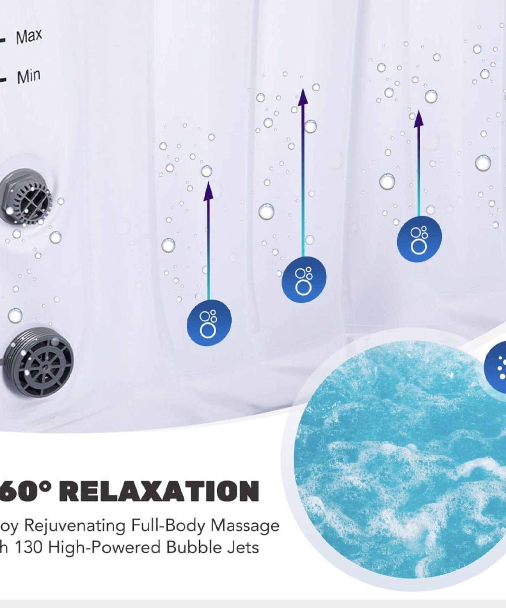 Premium 7FT Blow Up 6-Person Sauna Pool Hot Tub With 130 Jets (SAK63510)