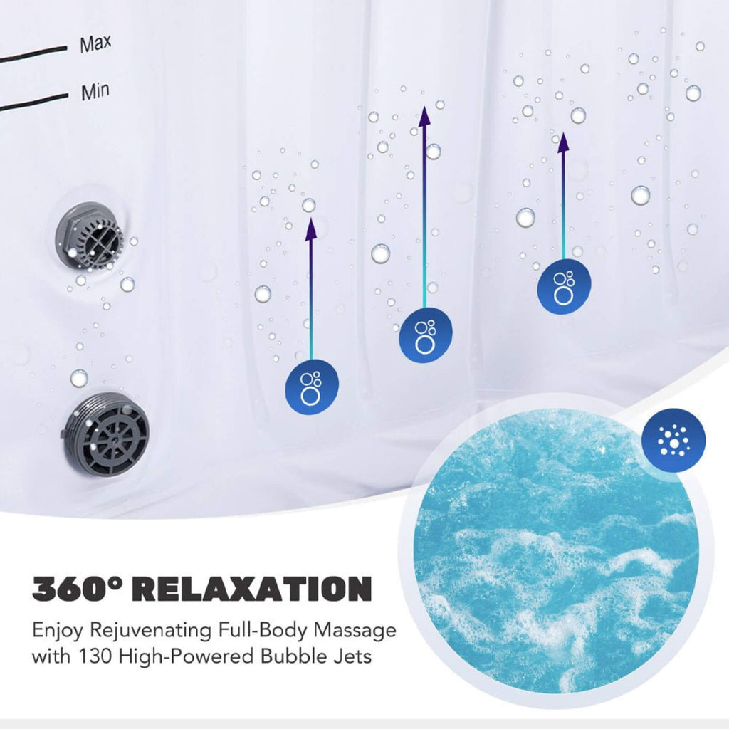 Premium 7FT Blow Up 6-Person Sauna Pool Hot Tub With 130 Jets (SAK63510)
