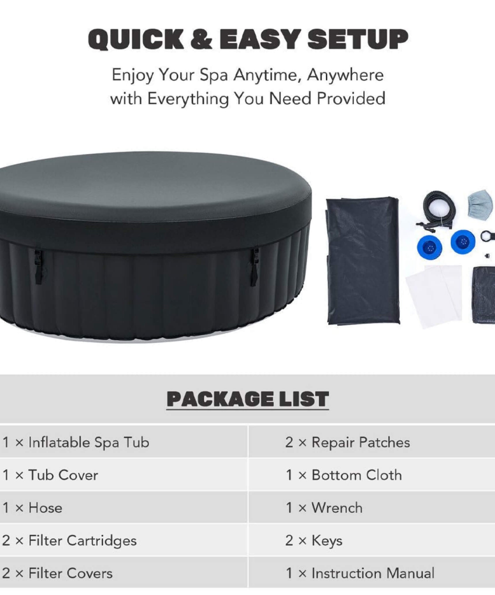 Premium 7FT Blow Up 6-Person Sauna Pool Hot Tub With 130 Jets (SAK63510)