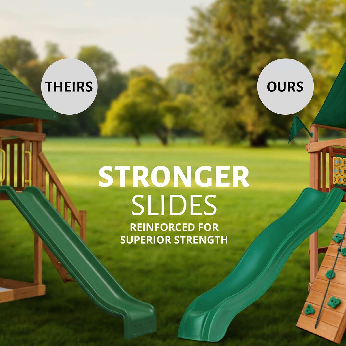 Premium Cedar Wood Swing Set With 3 Play Decks 3 Slides And Monkey Bars (SAK21486)