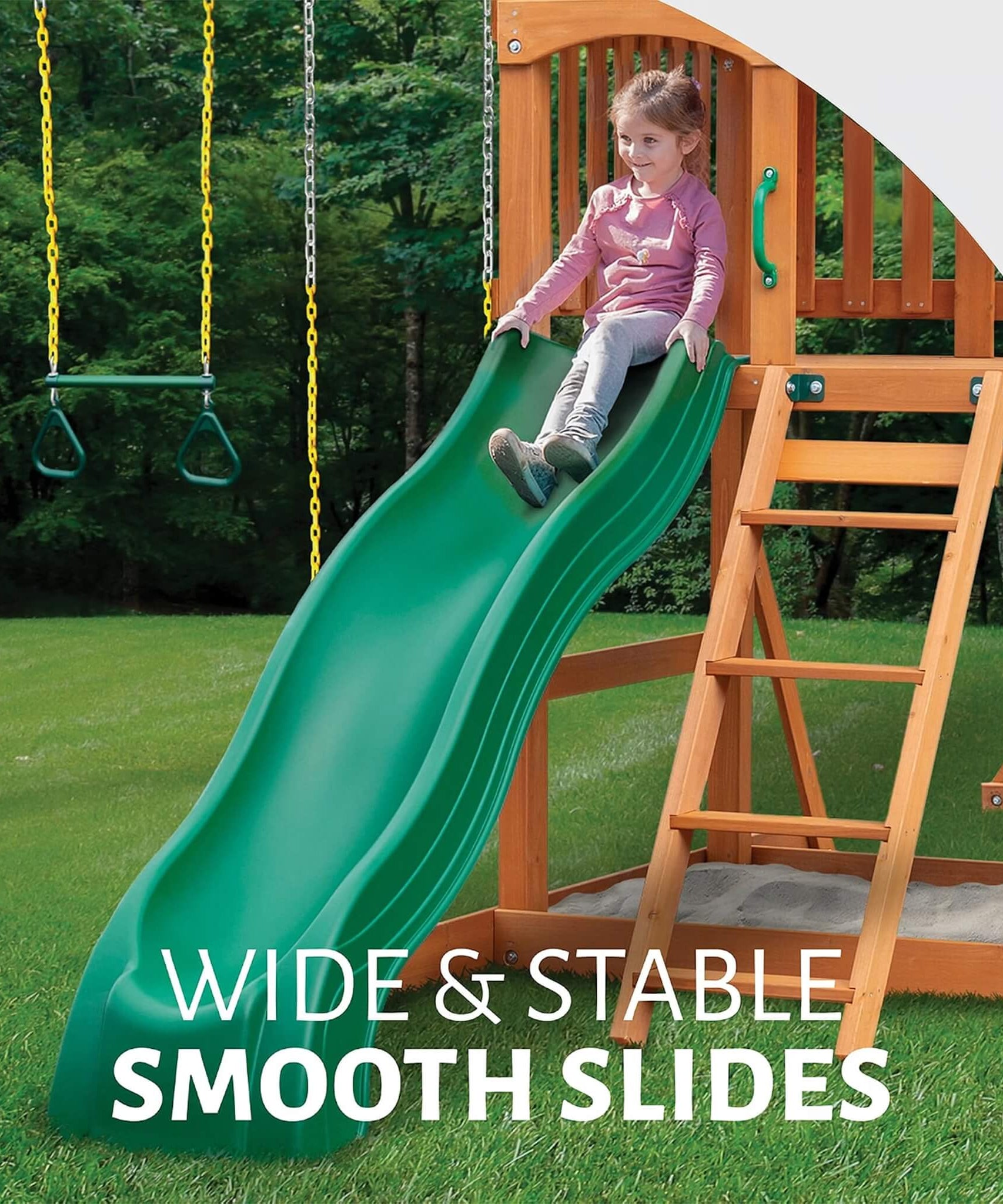 Premium Cedar Wood Treehouse Swing Set With Tube Slide And Sandbox (SAK71923)