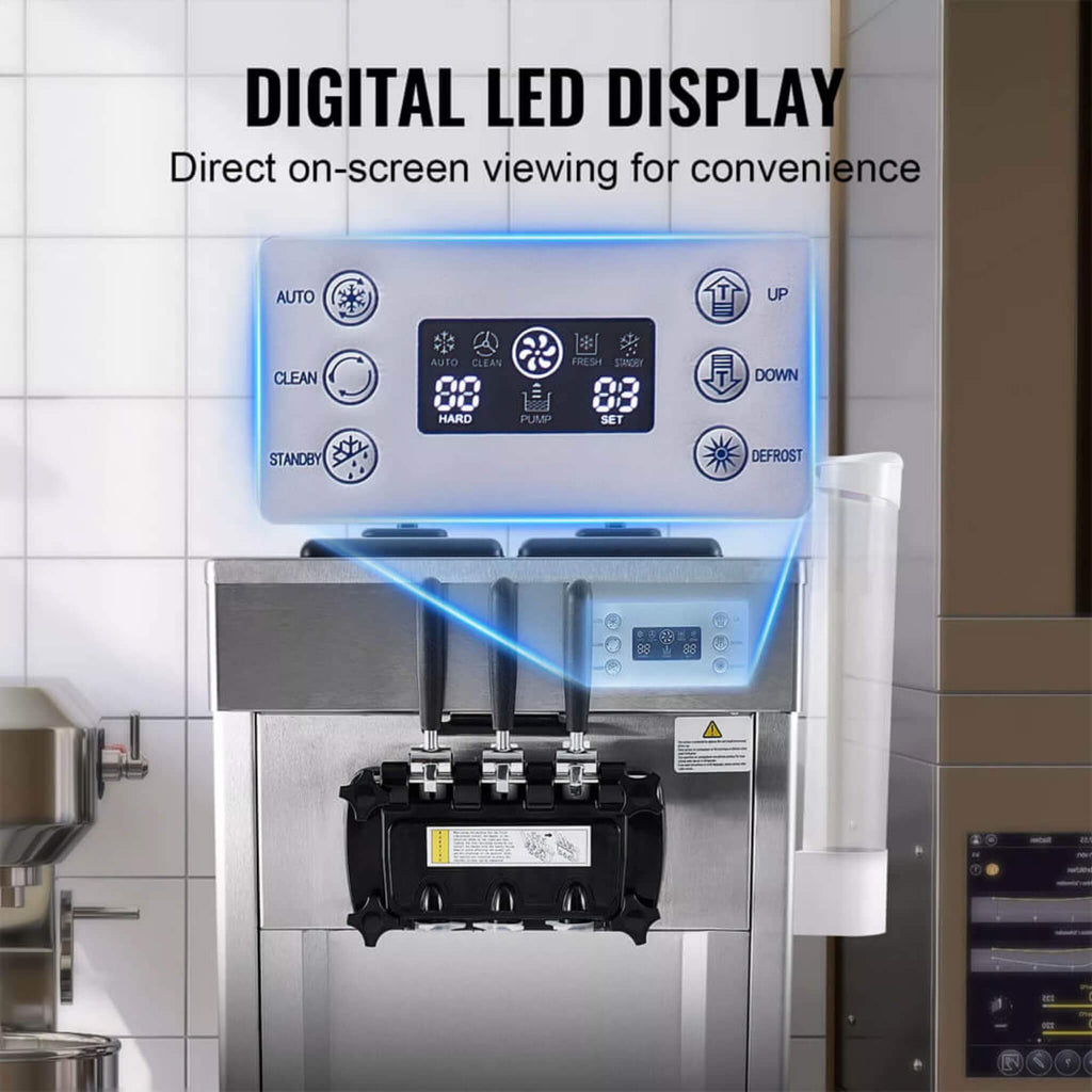 Commercial 21-31 L/H 3-Flavor Freestanding Soft Serve Ice Cream Machine Maker (SAK21874)