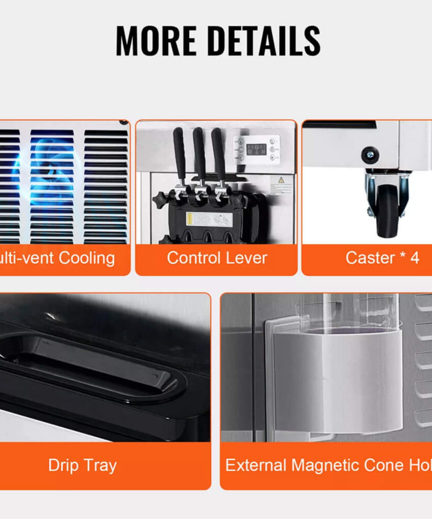 Commercial 21-31 L/H 3-Flavor Freestanding Soft Serve Ice Cream Machine Maker (SAK21874)