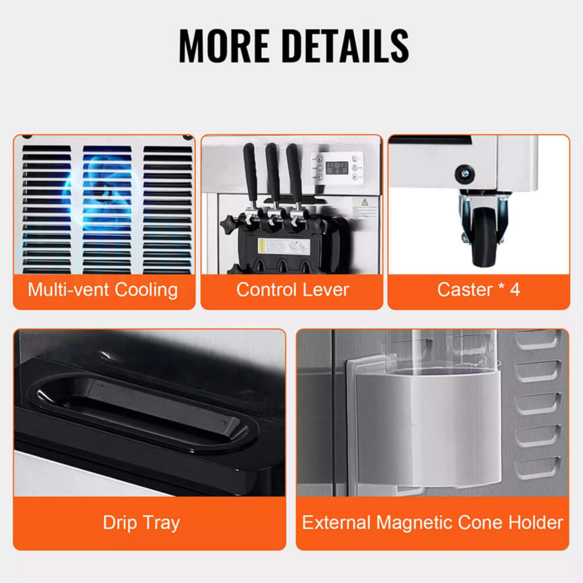Commercial 21-31 L/H 3-Flavor Freestanding Soft Serve Ice Cream Machine Maker (SAK21874)