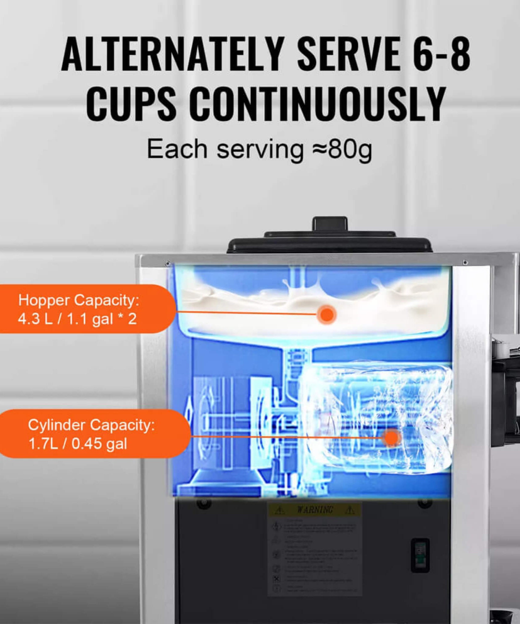 Commercial 21-31 L/H 3-Flavor Freestanding Soft Serve Ice Cream Machine Maker (SAK21874)