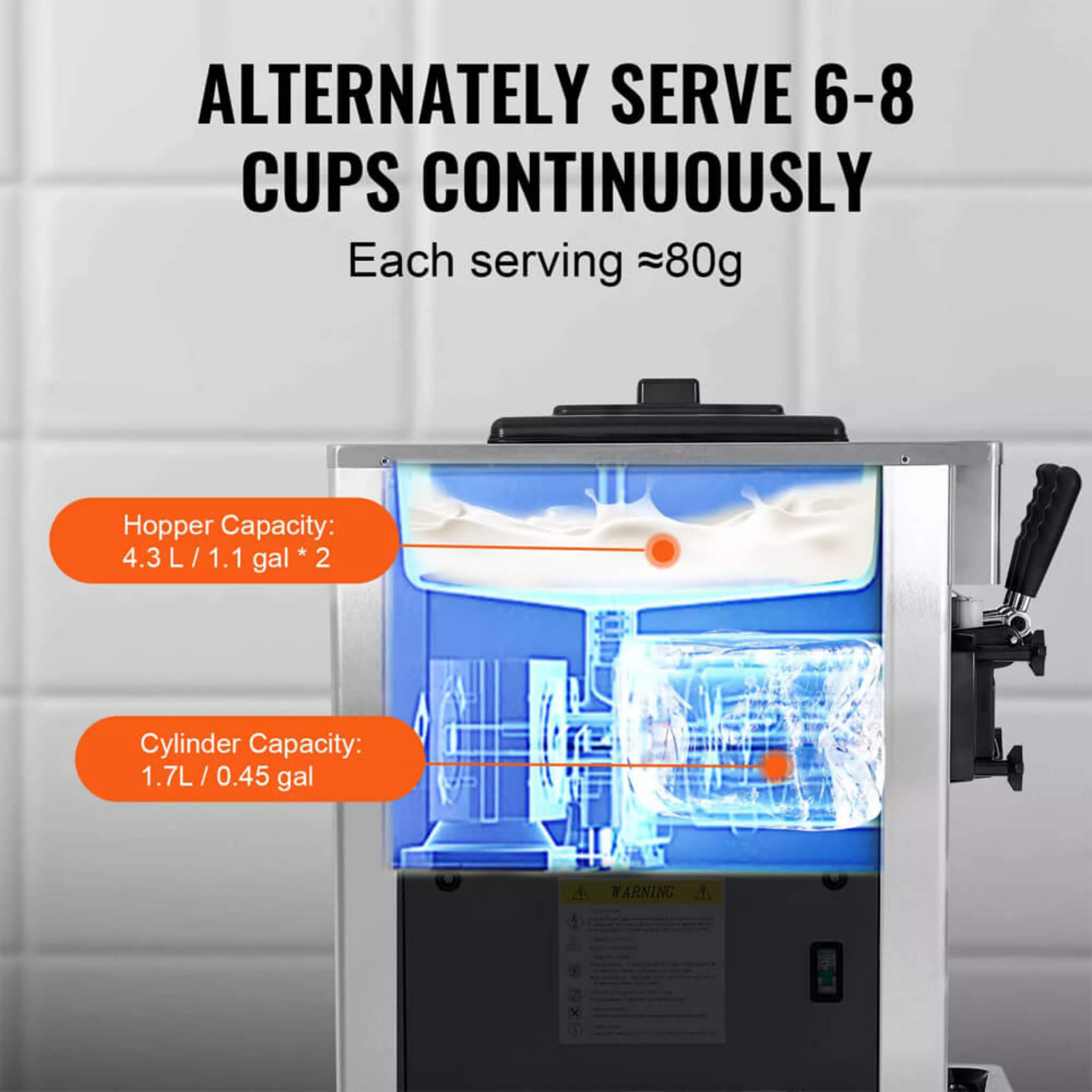 Commercial 21-31 L/H 3-Flavor Freestanding Soft Serve Ice Cream Machine Maker (SAK21874)