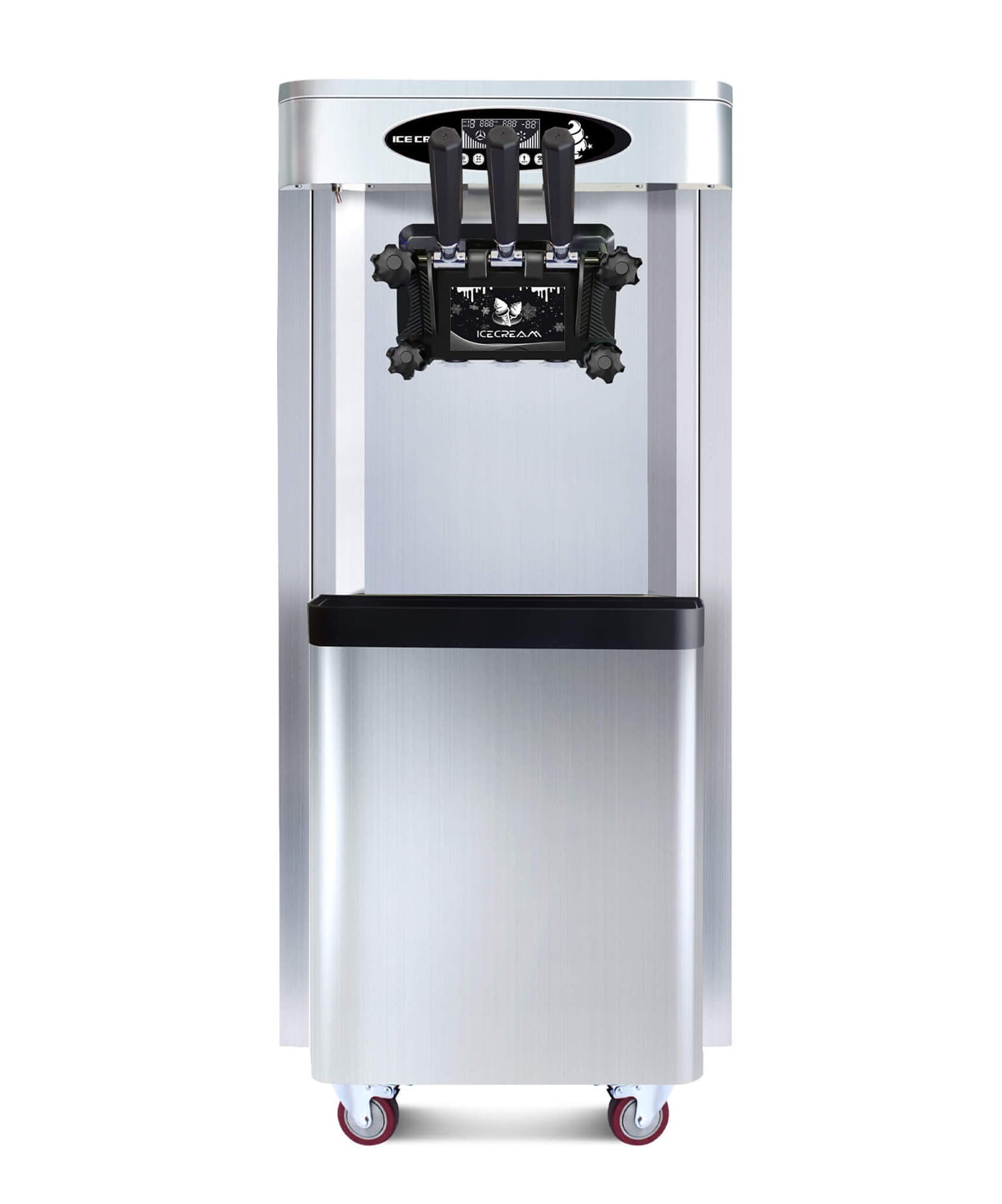 Commercial 25-30L/H Vertical 2000W 3-Flavor Soft Ice Cream Machine With Dual 6L Hoppers (SAK93406)
