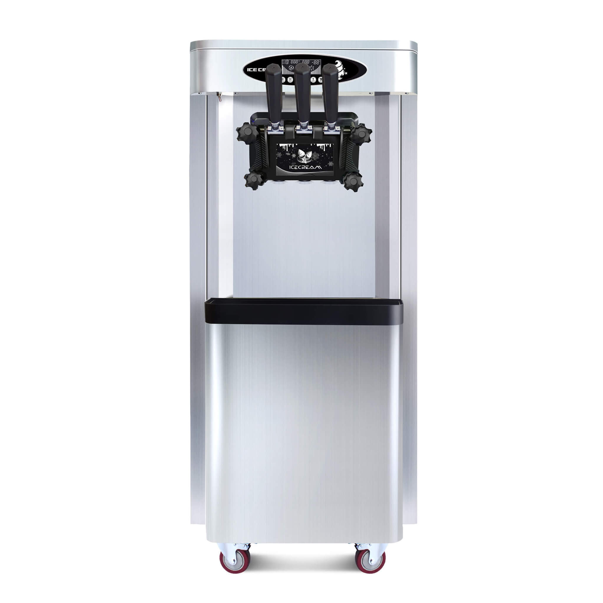 Commercial 25-30L/H Vertical 2000W 3-Flavor Soft Ice Cream Machine With Dual 6L Hoppers (SAK93406)