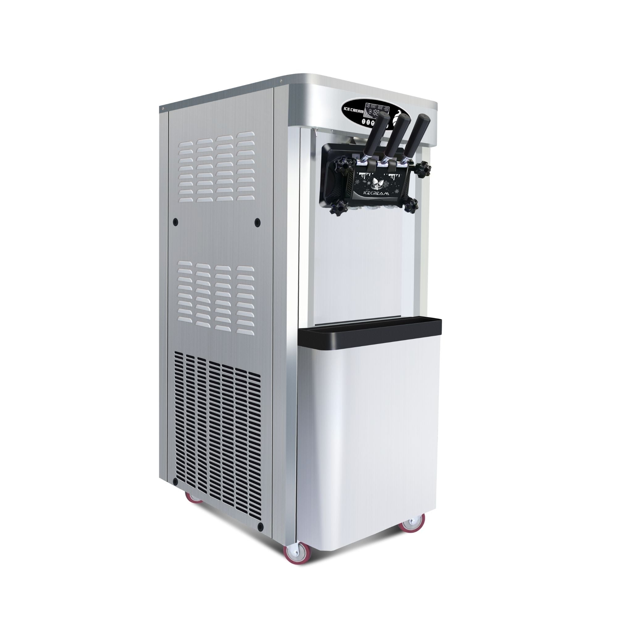 Commercial 25-30L/H Vertical 2000W 3-Flavor Soft Ice Cream Machine With Dual 6L Hoppers (SAK93406)