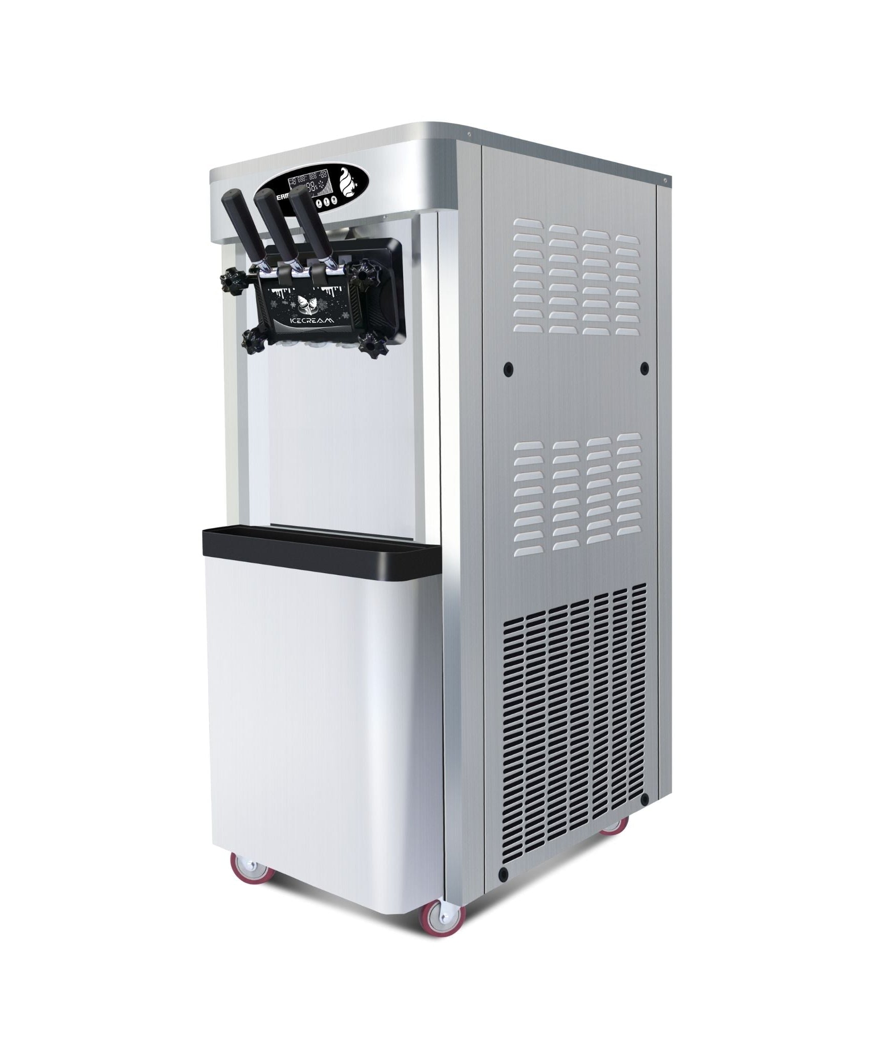 Commercial 25-30L/H Vertical 2000W 3-Flavor Soft Ice Cream Machine With Dual 6L Hoppers (SAK93406)