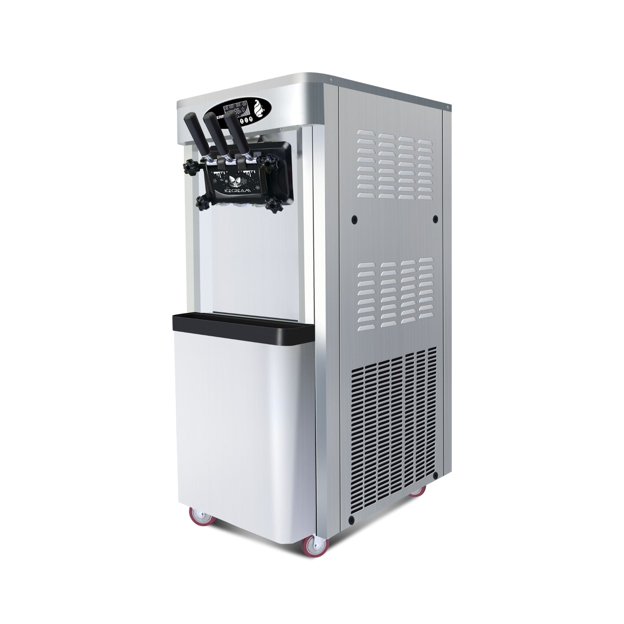 Commercial 25-30L/H Vertical 2000W 3-Flavor Soft Ice Cream Machine With Dual 6L Hoppers (SAK93406)