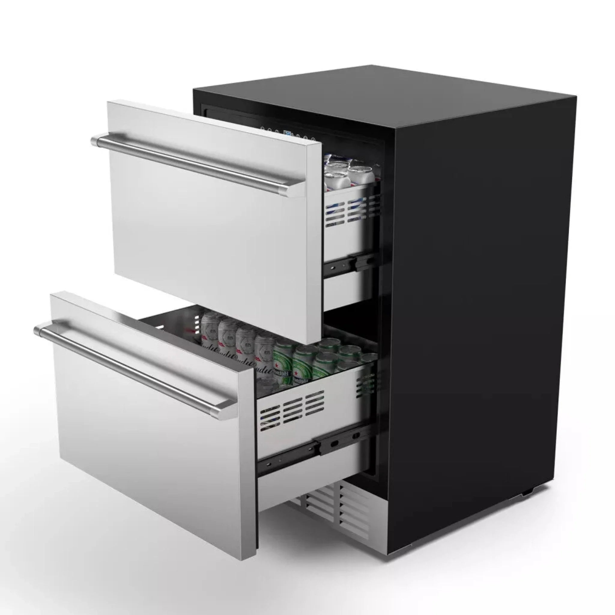 Premium 5.3 Cu.Ft Double Drawer Stainless Steel Built-In Wine Beverage Undercounter Refrigerator (SAK92576)