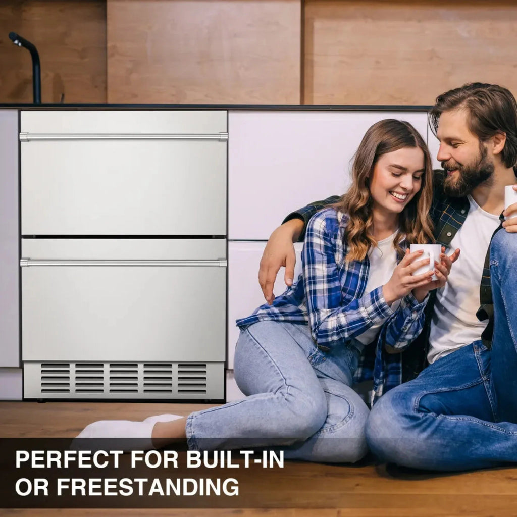 Premium 5.3 Cu.Ft Double Drawer Stainless Steel Built-In Wine Beverage Undercounter Refrigerator (SAK92576)