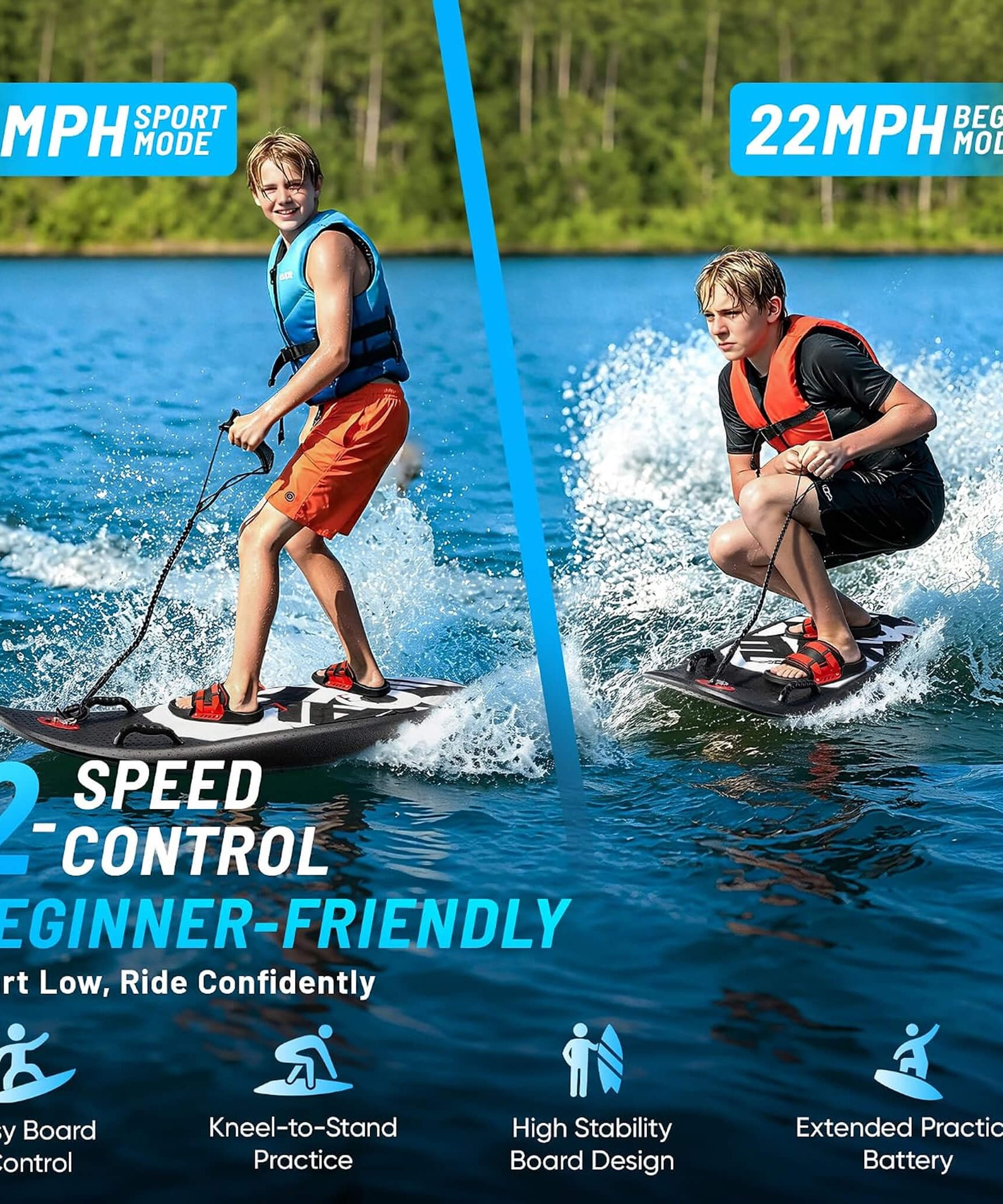 JHS Premium Dual-Speed 12KW Self-Powered Electric Motorized Surfboard (SAK63184)