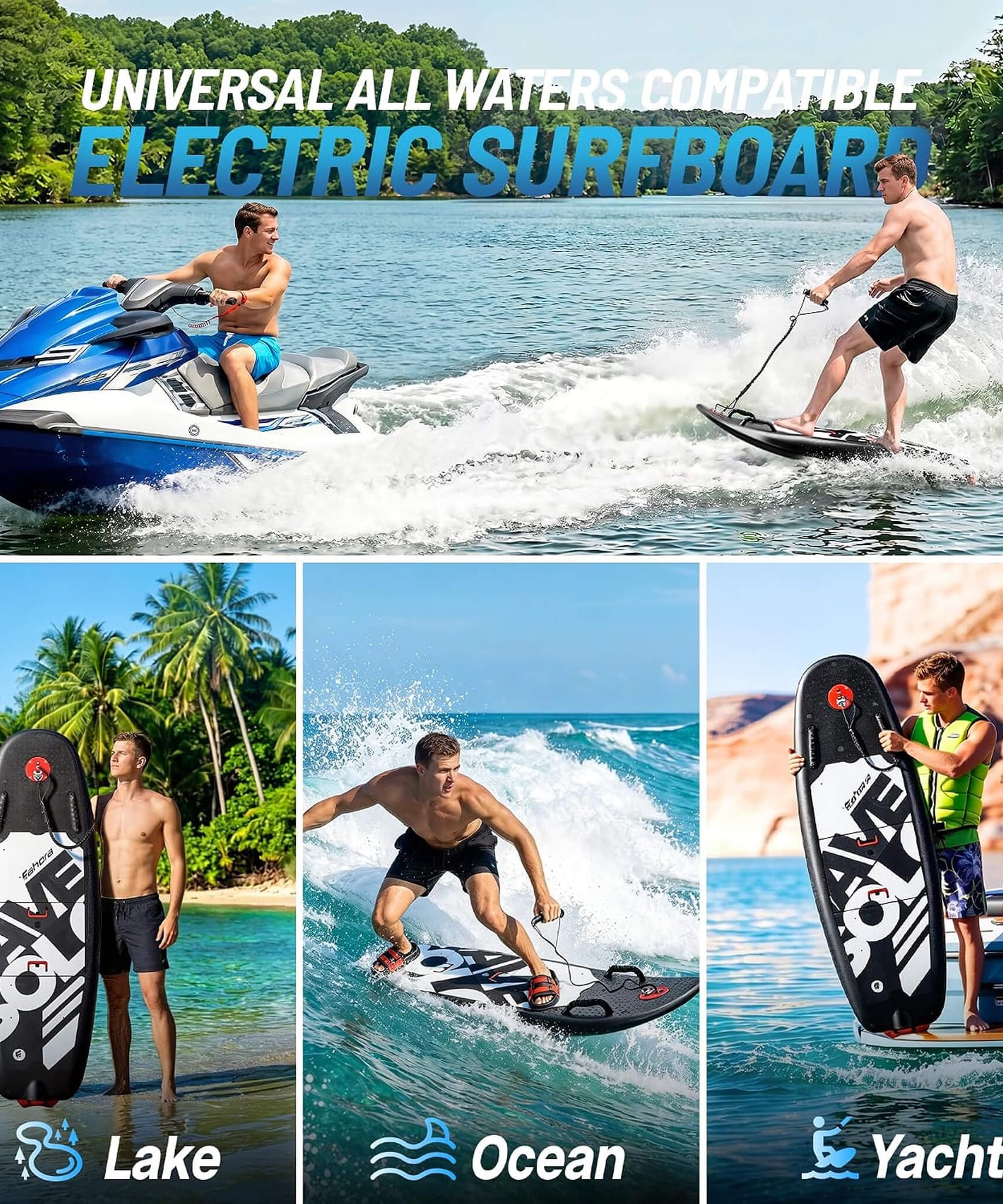 JHS Premium Dual-Speed 12KW Self-Powered Electric Motorized Surfboard (SAK63184)