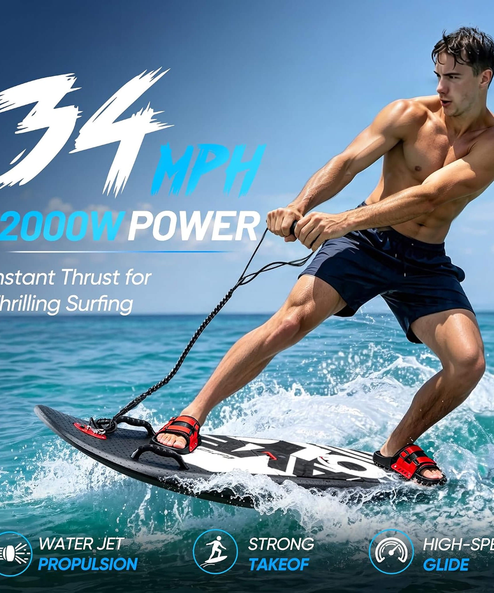 JHS Premium Dual-Speed 12KW Self-Powered Electric Motorized Surfboard (SAK63184)