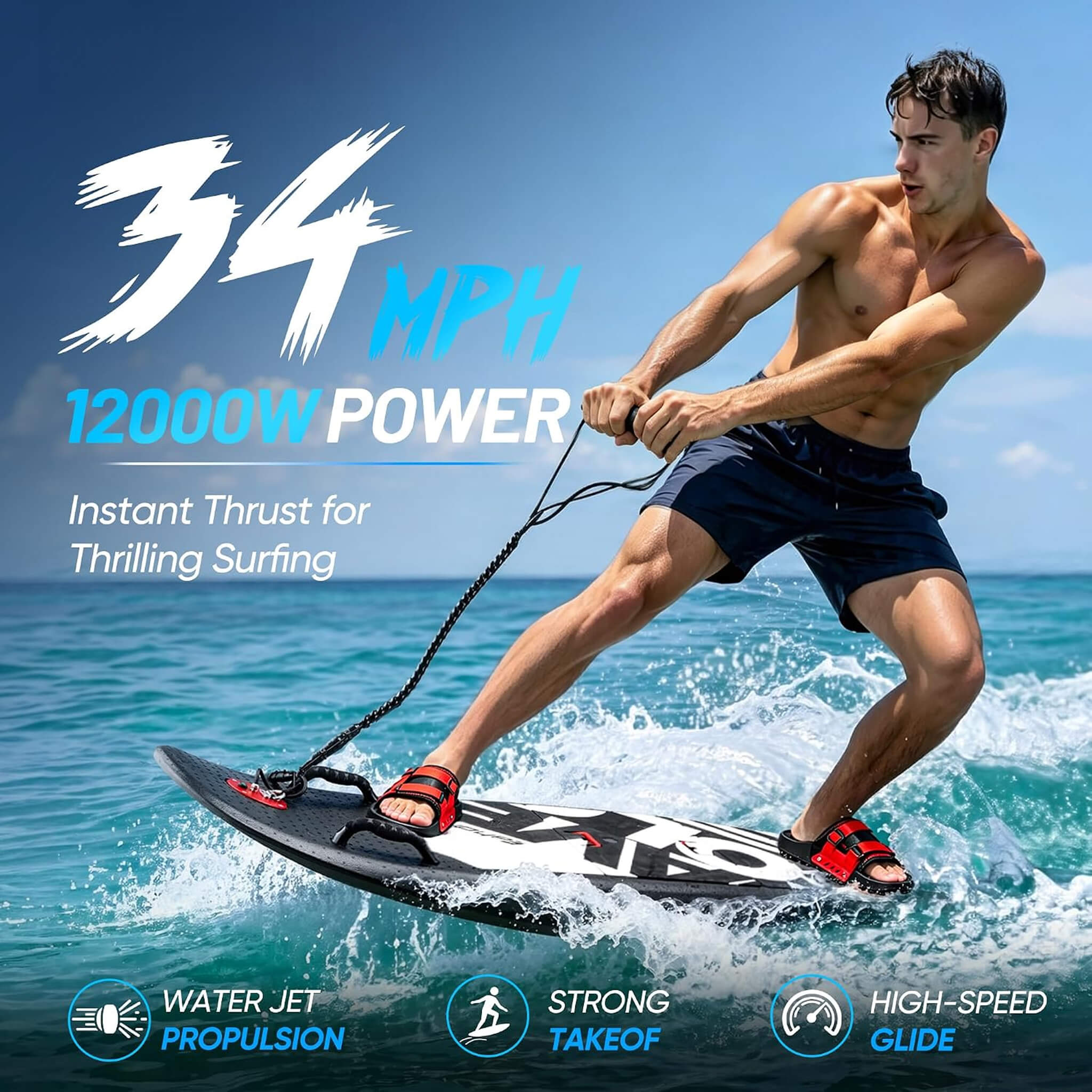 JHS Premium Dual-Speed 12KW Self-Powered Electric Motorized Surfboard (SAK63184)